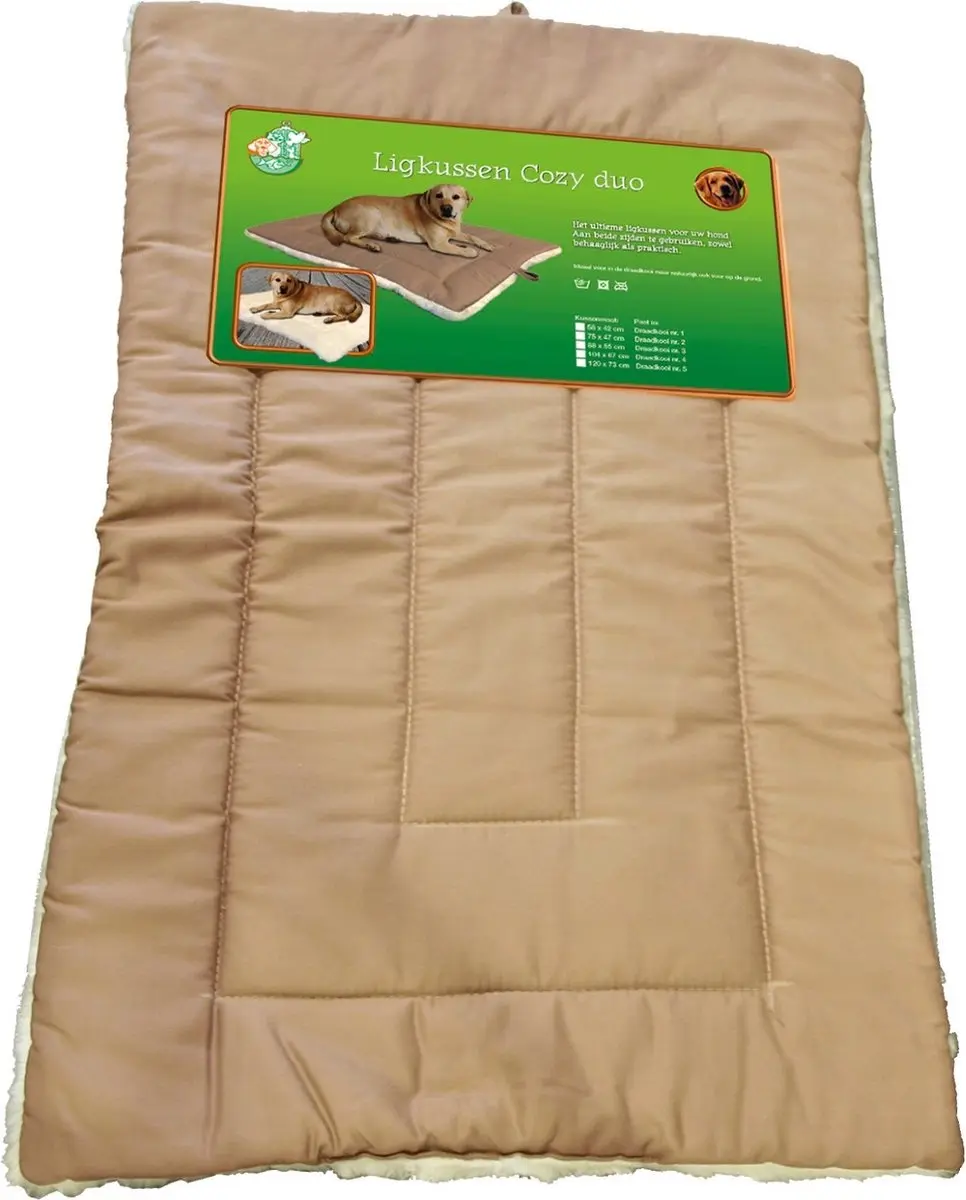 Ligkussen cozy 2-zijdig bruin/wit 88x55cm
