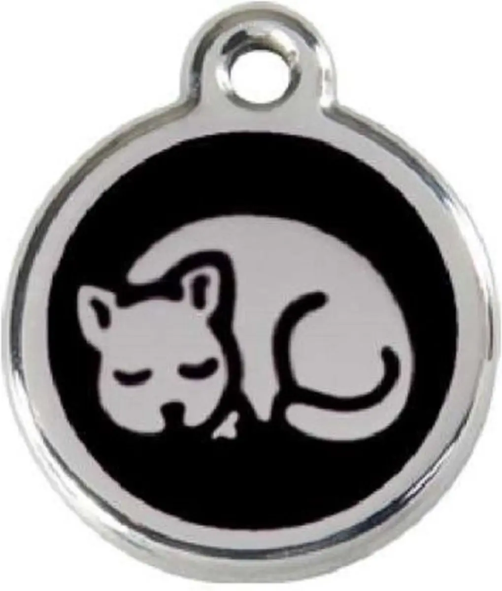 Dierenpenning-kat afdruk-groot-zwart-28mm-Hondenpenning.nl