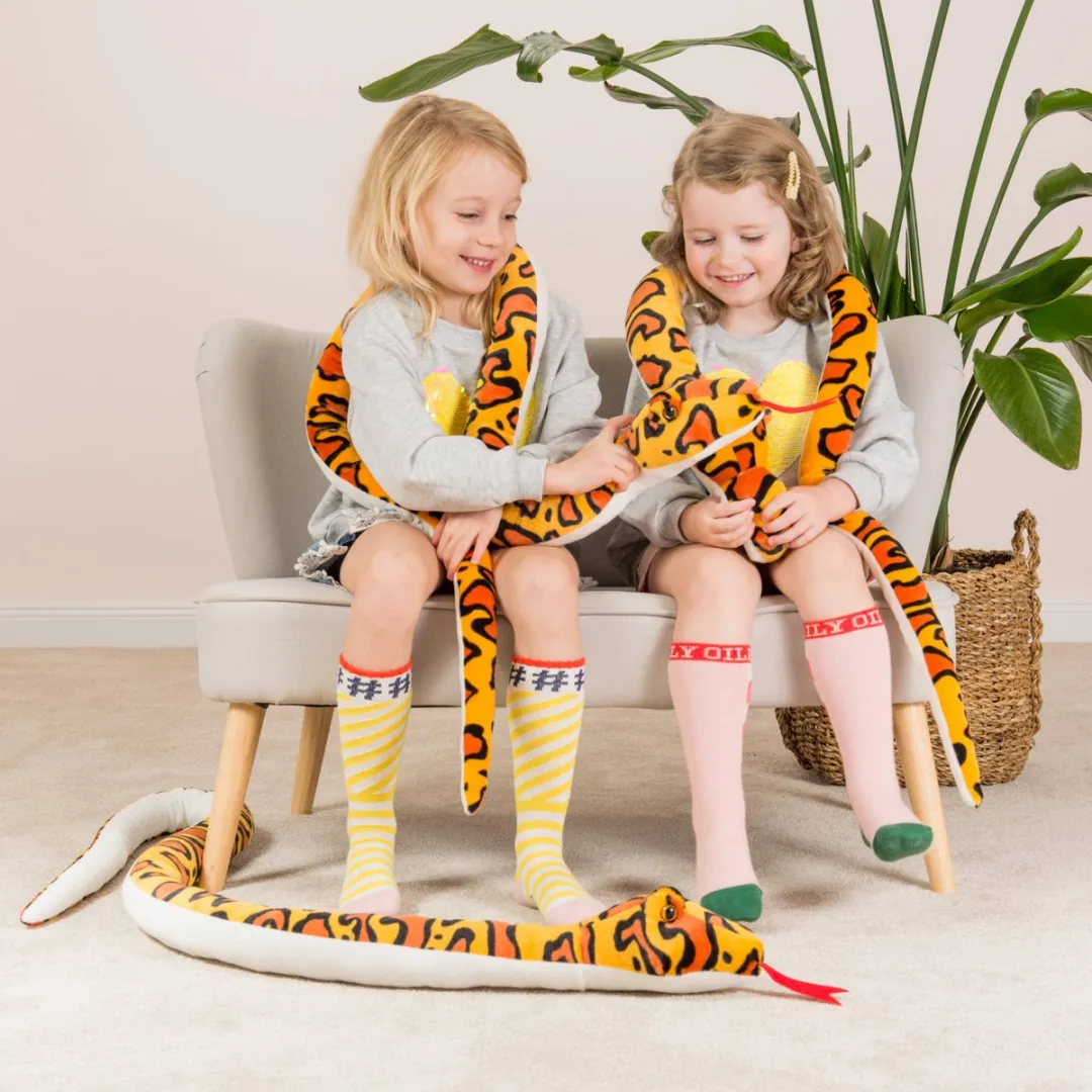 Hermann Teddy Knuffeldier Slang - zachte pluche stof - premium knuffels - geel - 175 cm - Reptielen