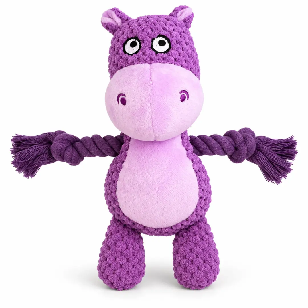 Animal King Hondenknuffel Nijlpaard met Flostouw