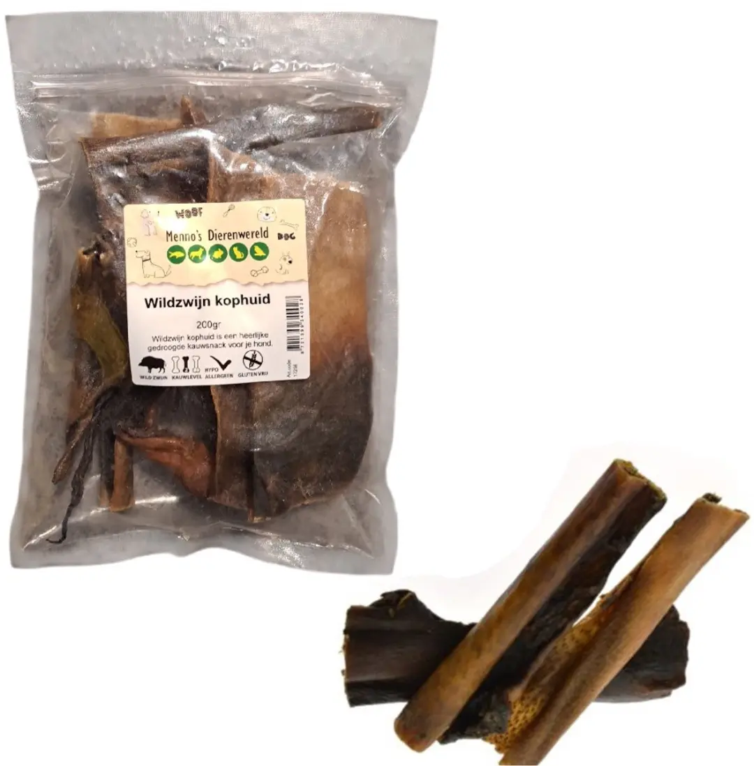 Zoolekker Wildzwijn Kophuid Kauwsnack voor Honden - 200g - afbeelding 2 van 2