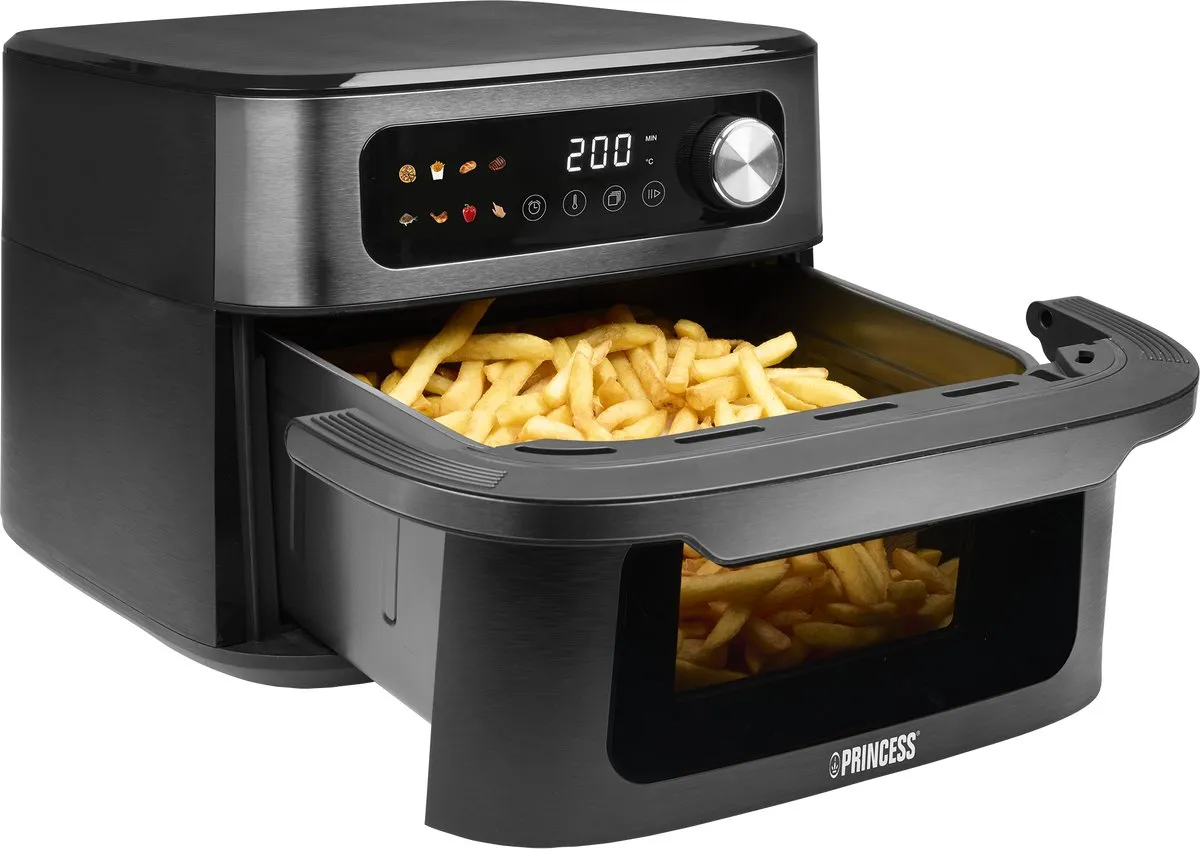 Princess Heteluchtfriteuse - Maxi Crisp Digital Airfryer 10L - 182480 - XXL - 1700W - 8 Bakprogramma's - PFAS-Vrij - Geschikt voor Pizza