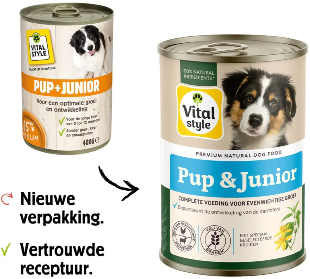 VITALstyle Hondenvoer Nat Puppy Junior 6x 400g - afbeelding 6 van 6