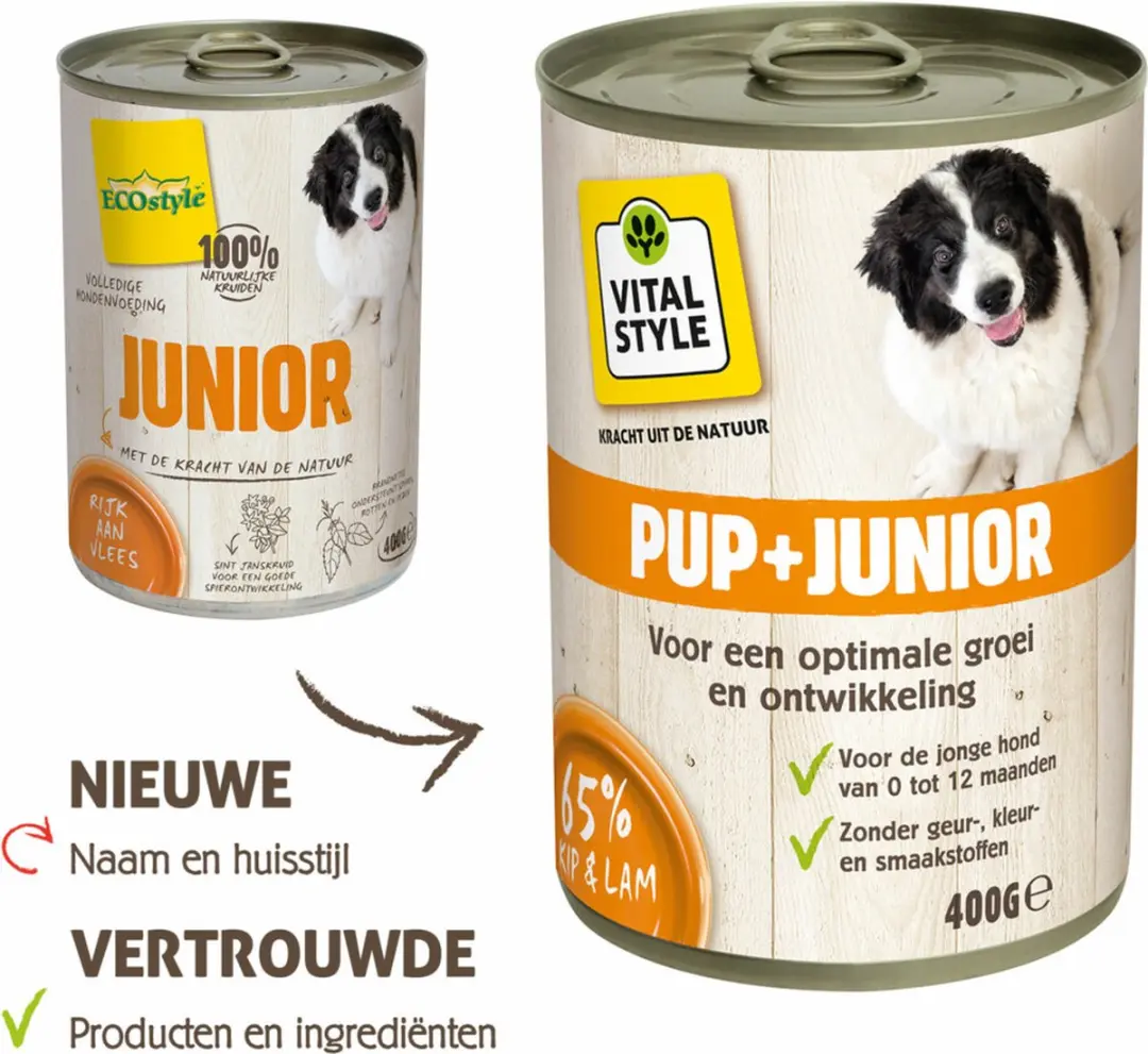VITALstyle Hondenvoer Nat Puppy Junior 6x 400g - afbeelding 2 van 6