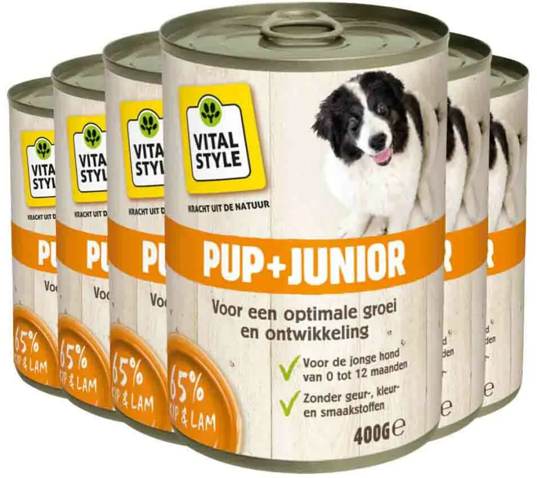 VITALstyle Hondenvoer Nat Puppy Junior 6x 400g - afbeelding 4 van 6