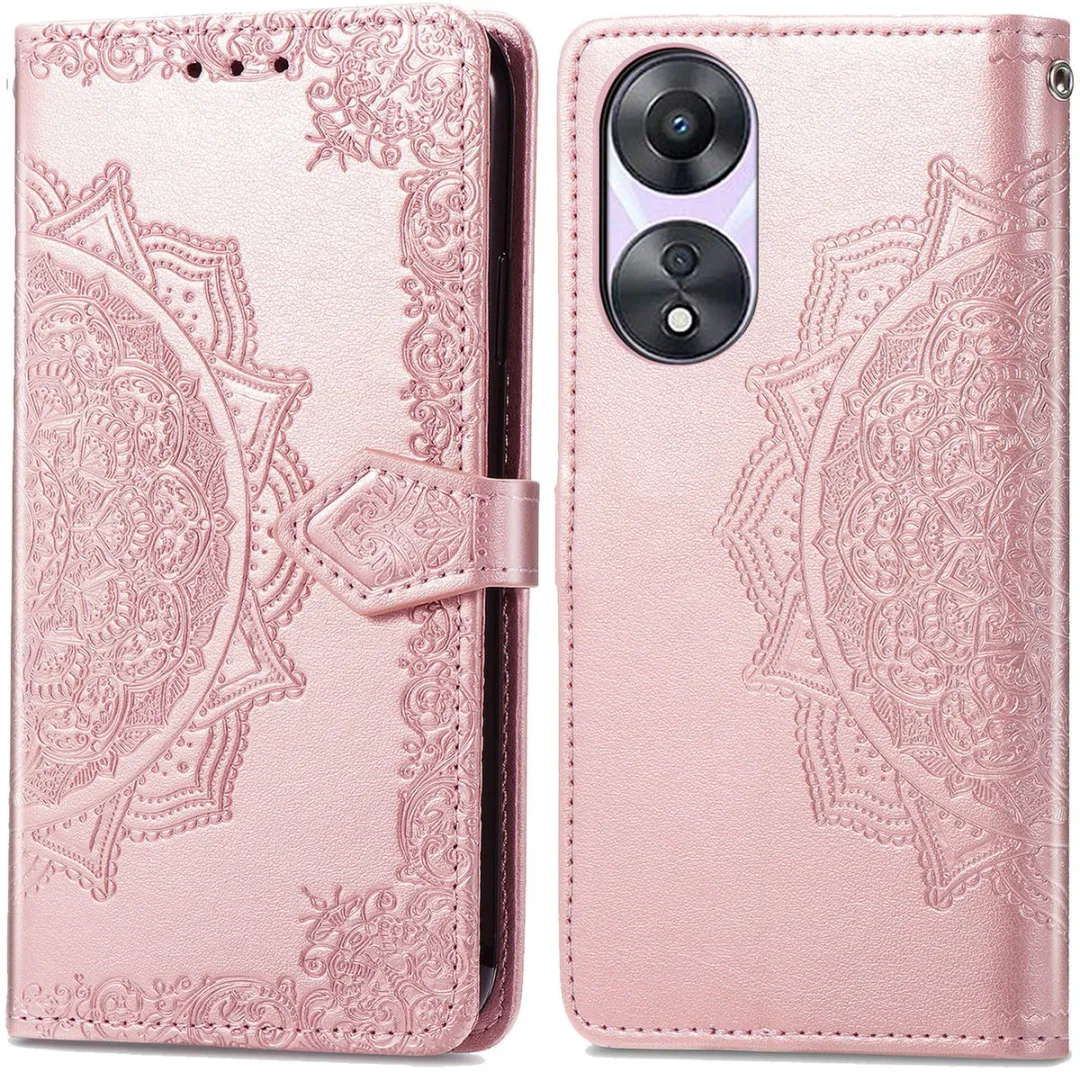 imoshion Hoesje Oppo A58 Mandala Bookcase Rosé Goud