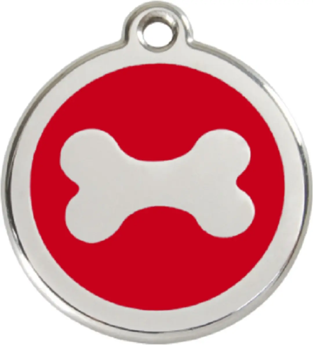 Hondenpenning-bot afdruk-groot-rood-28mm-Hondenpenning.nl