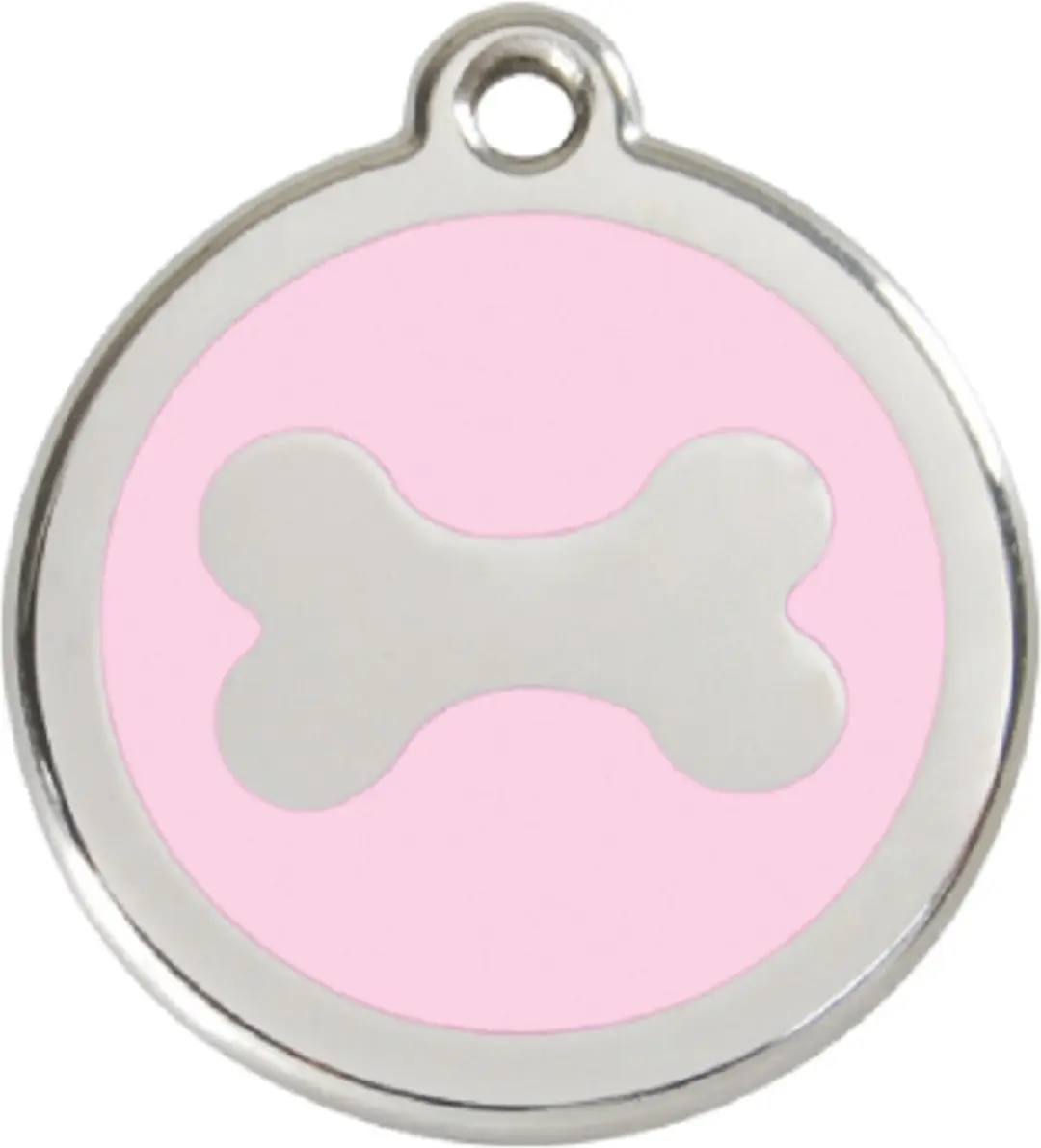 Hondenpenning-bot afdruk-groot-roze-28mm-Hondenpenning.nl