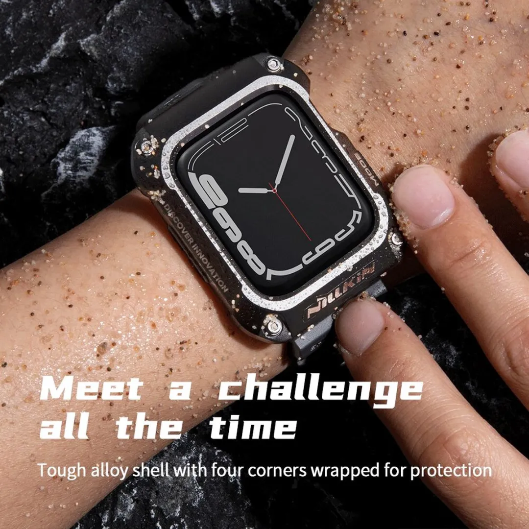 Nillkin DynaGuard Hoesje & Bandje - Apple Watch 44mm - Grijs/Zwart
