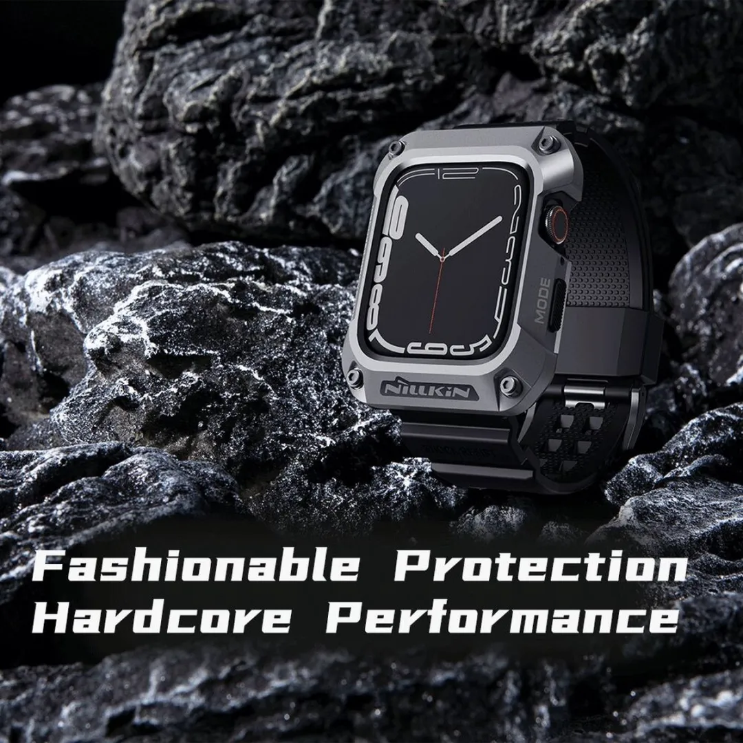 Nillkin DynaGuard Hoesje & Bandje - Apple Watch 44mm - Grijs/Zwart