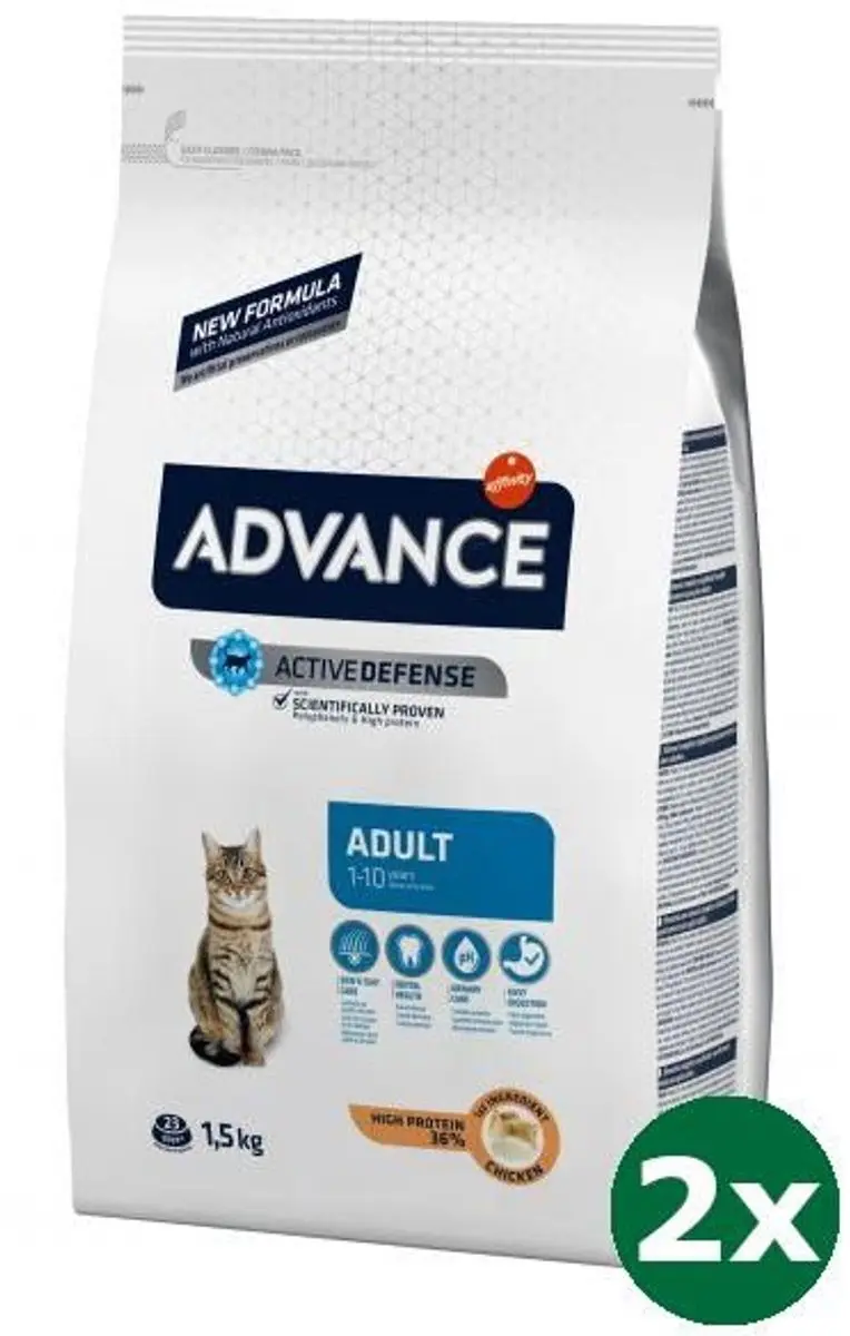 Advance cat adult chicken / rice kattenvoer 2x 1,5 kg