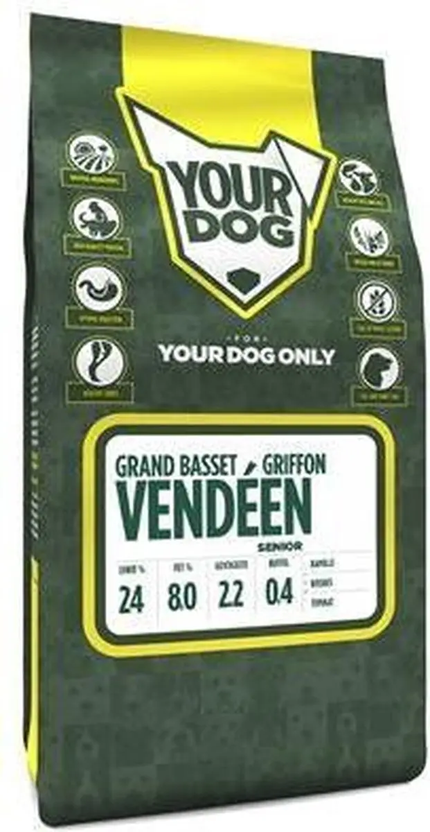 Yourdog Grand Basset Griffon Vendéen Senior Hondenbrokken - 12 kg - afbeelding 2 van 2