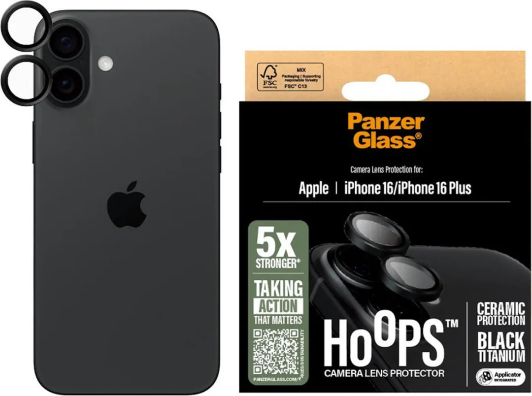 PanzerGlass Ceramic Hoops iPhone 16 Camera Lens Protector - 1 Stuk