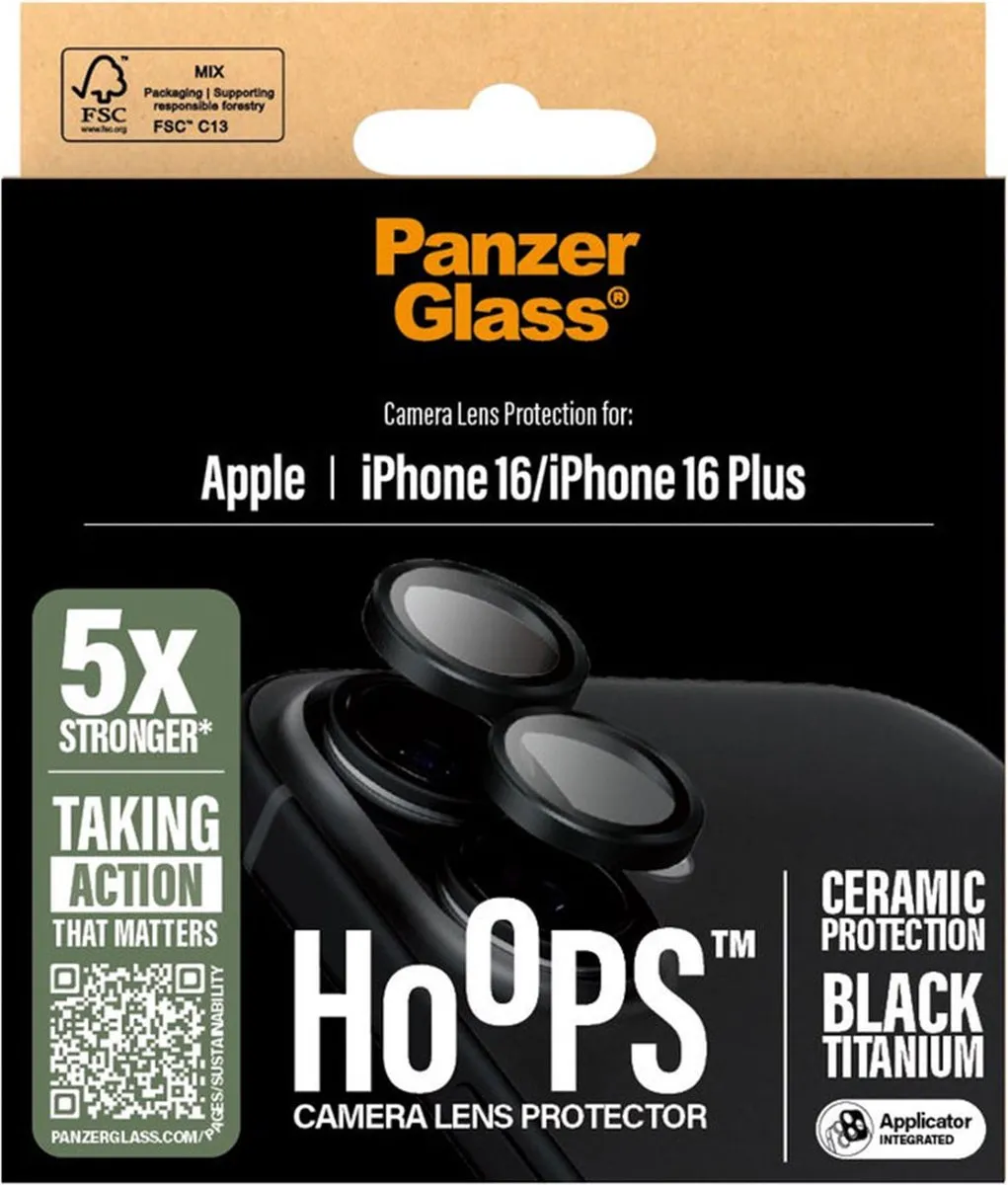 PanzerGlass Ceramic Hoops iPhone 16 Camera Lens Protector