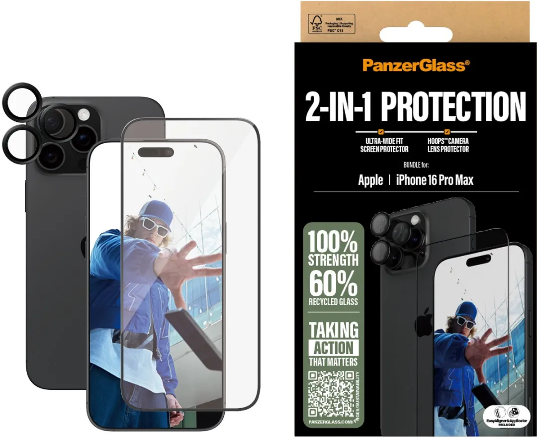 PanzerGlass B2864+1284 Schutzkit iPhone 16 Pro Max - Glas - Zwart - afbeelding 4 van 5