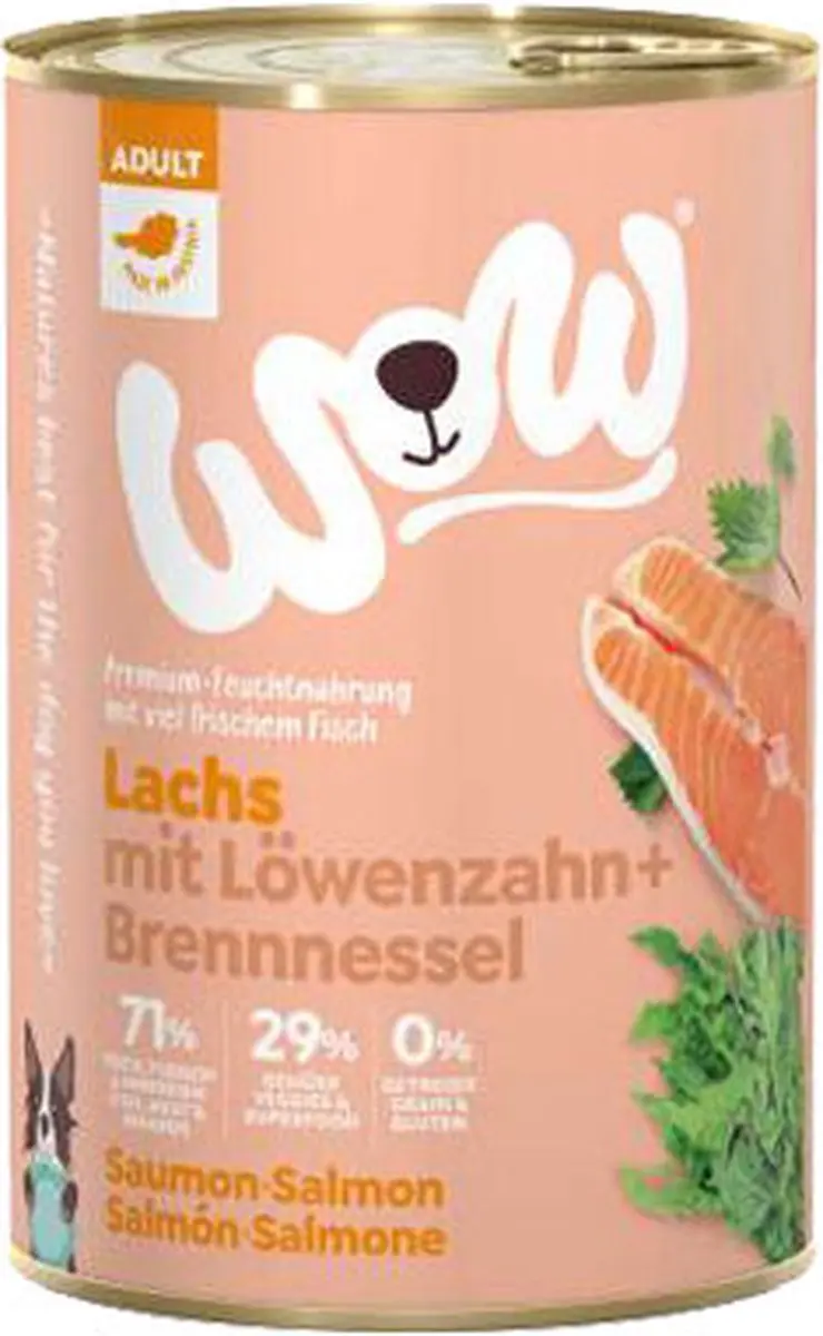 WOW Adult Zalm Hondenvoer Nat - 6x 800g - afbeelding 2 van 2