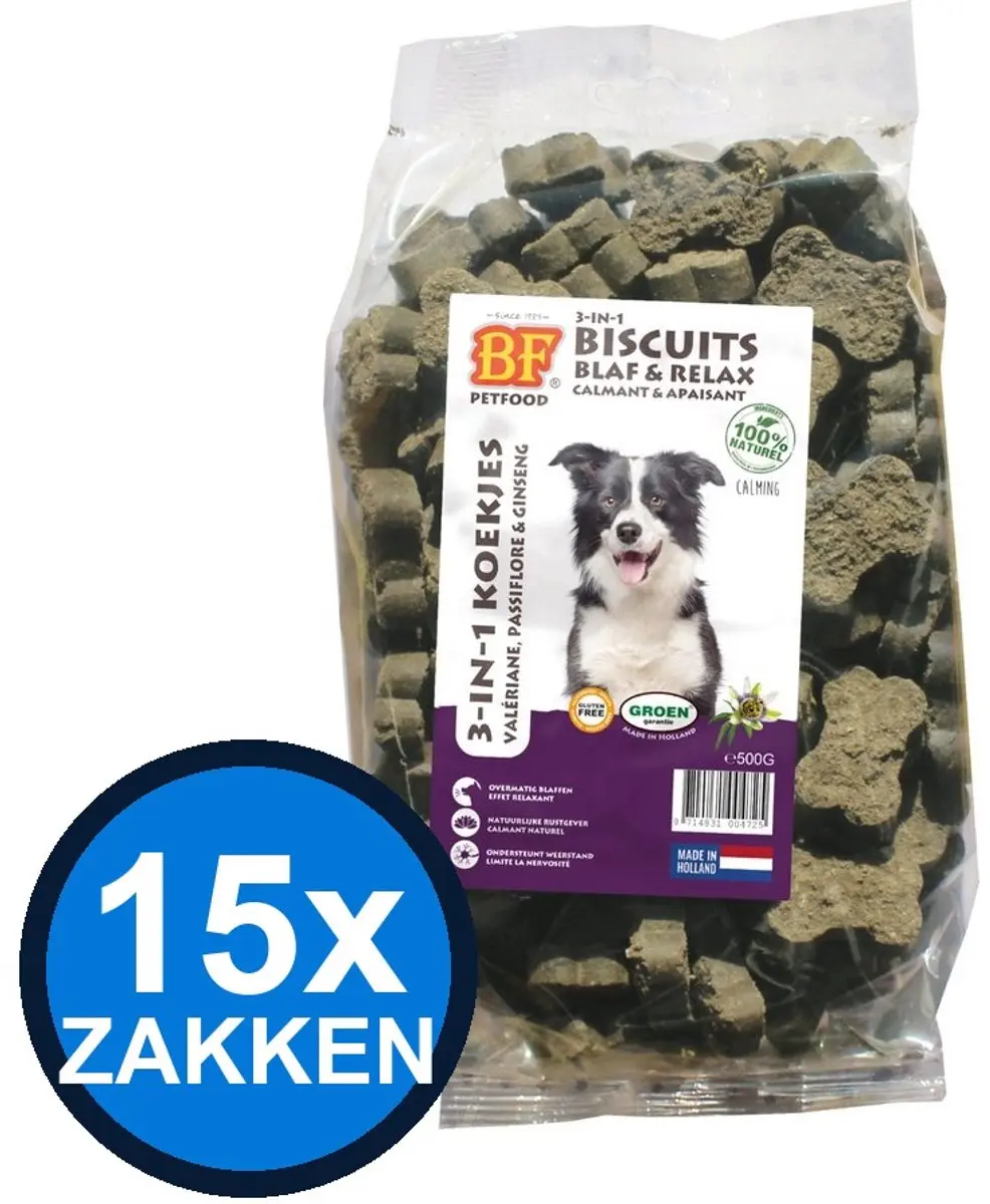 15x Biofood - 3in1 Koekjes Blaf & relax - Hondenvoer Snacks - 500 g