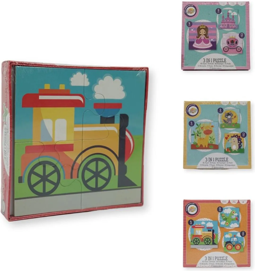 Toy Universe - 3 in 1 puzzels - 4, 9 & 12 stuks - 3 assorti