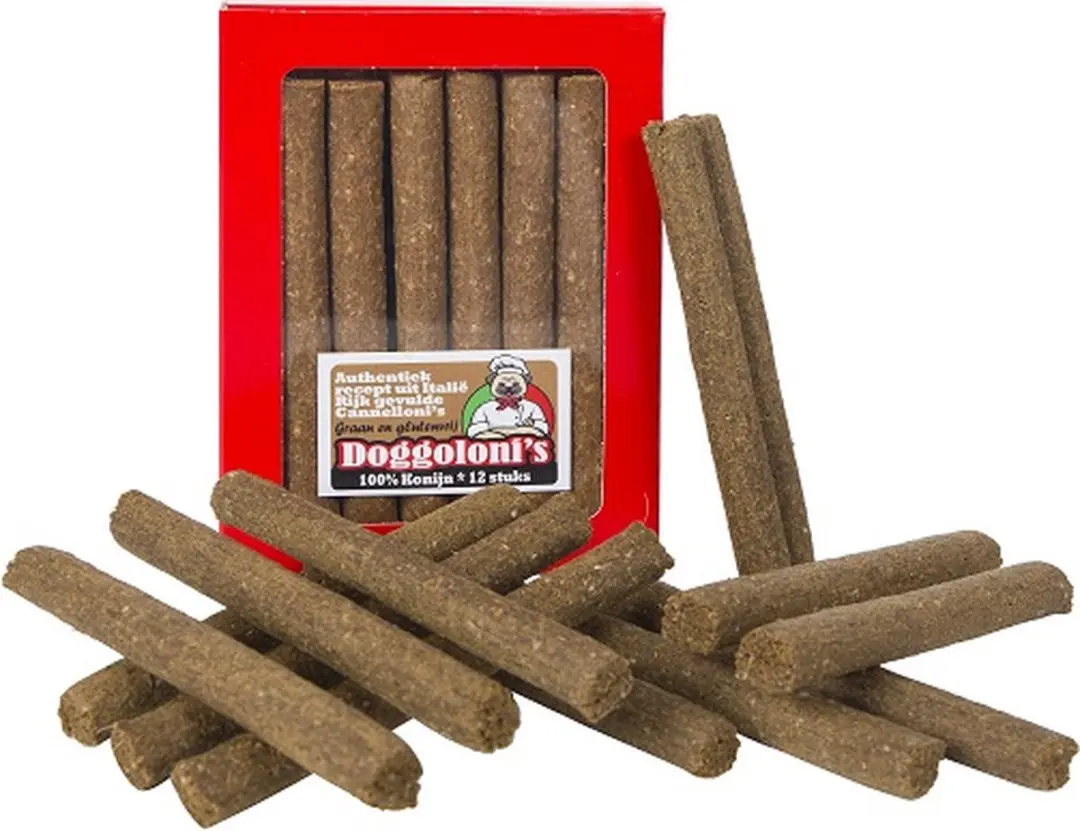 Animalking Doggoloni's Konijn – 3 x 12 Stuks – 100% Konijn – Natuurlijke Gedroogde Hondensnacks – Monoproteïne Kauwsnacks