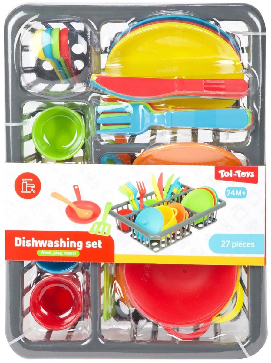 Toi-Toys Home Food Afwasrek 27-delig - Multi kleuren