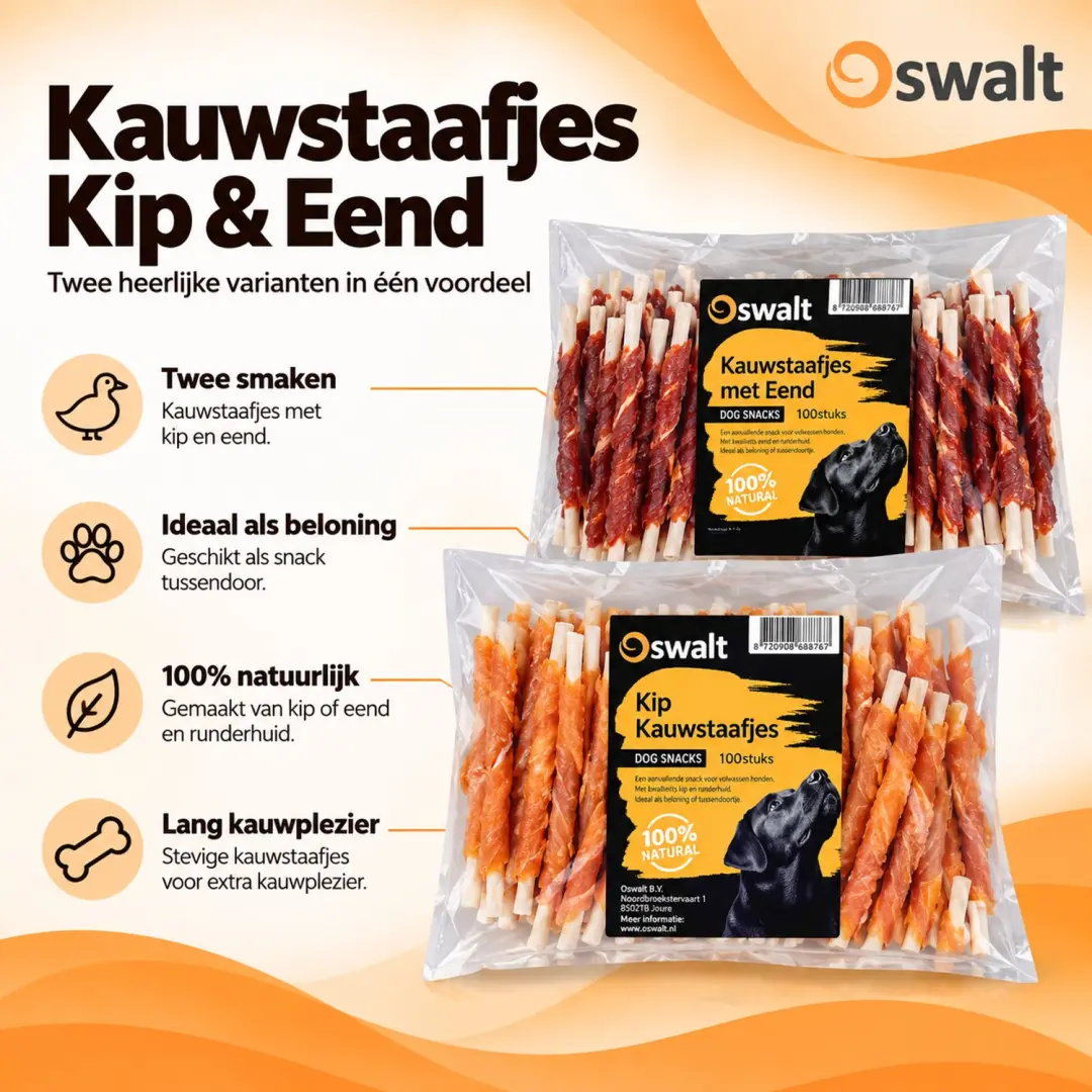 Oswalt Combideal: Kauwstaafjes met kip en eend