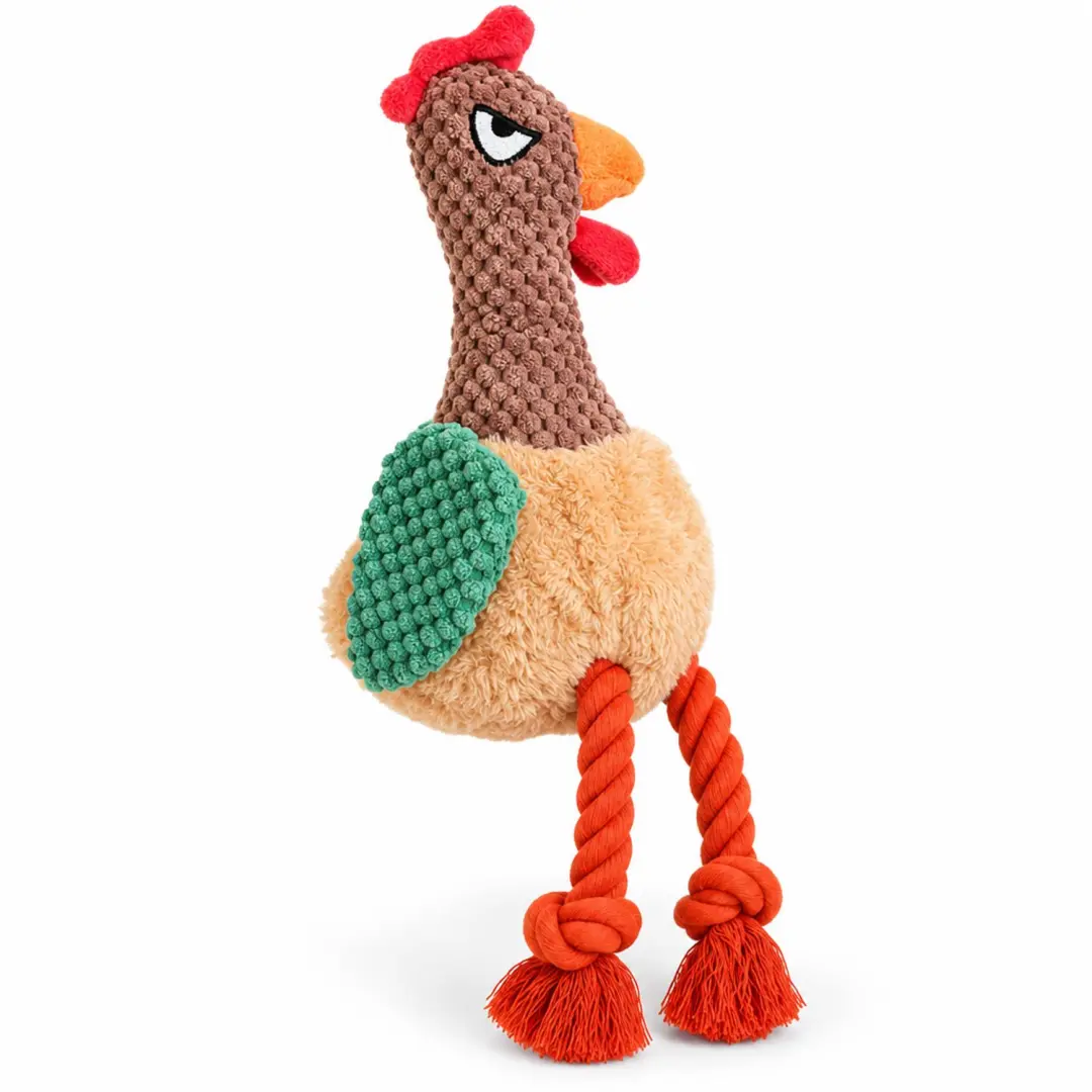 Animal King Hondenknuffel Kip met Flostouw