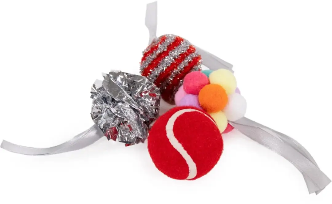 Rosewood Cupid & Comet Feestelijke Ballen Kattenspeelgoed - 8 stuks - afbeelding 3 van 3