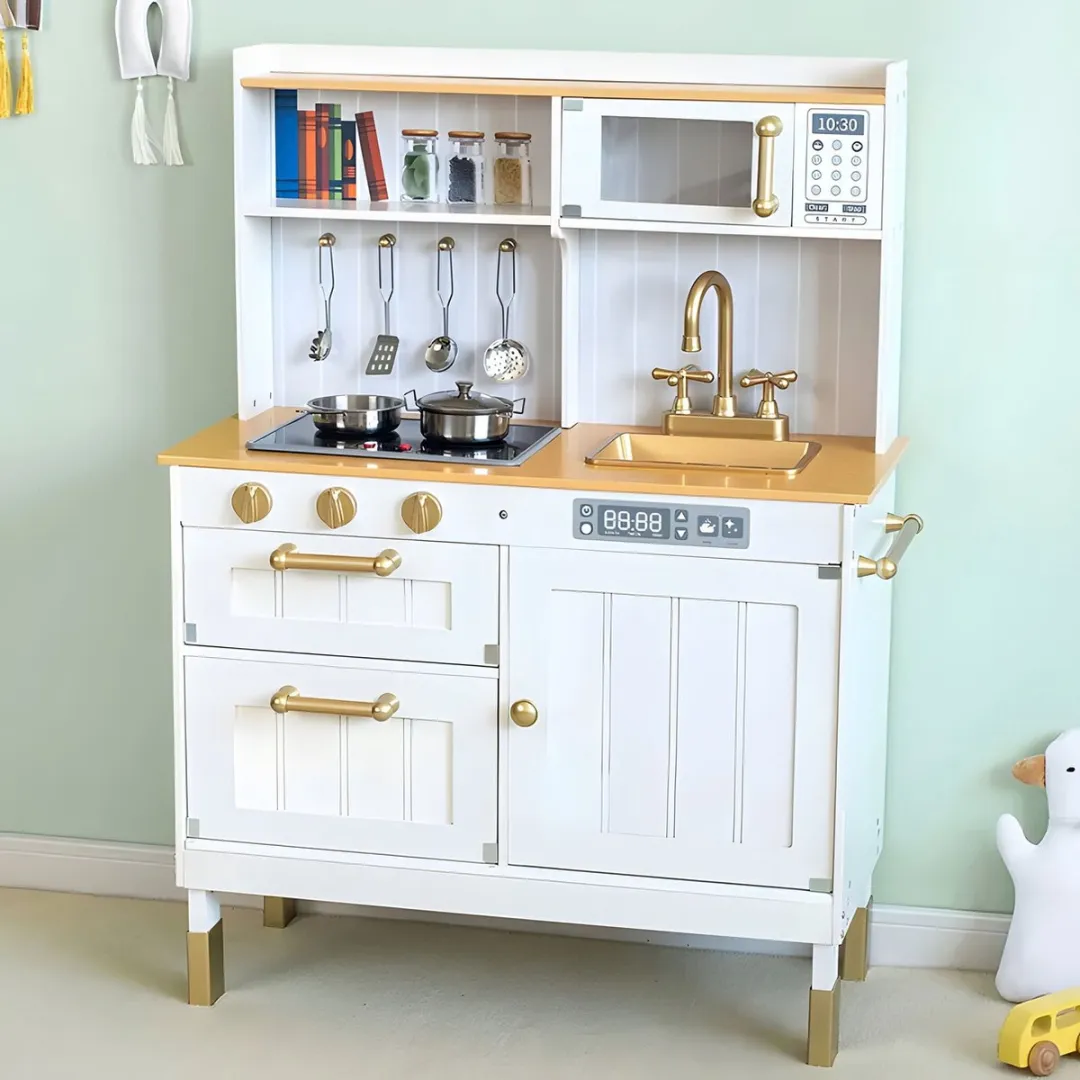 EcoToys Luxe Speelkeuken Compleet - Goud/Wit - afbeelding 5 van 6