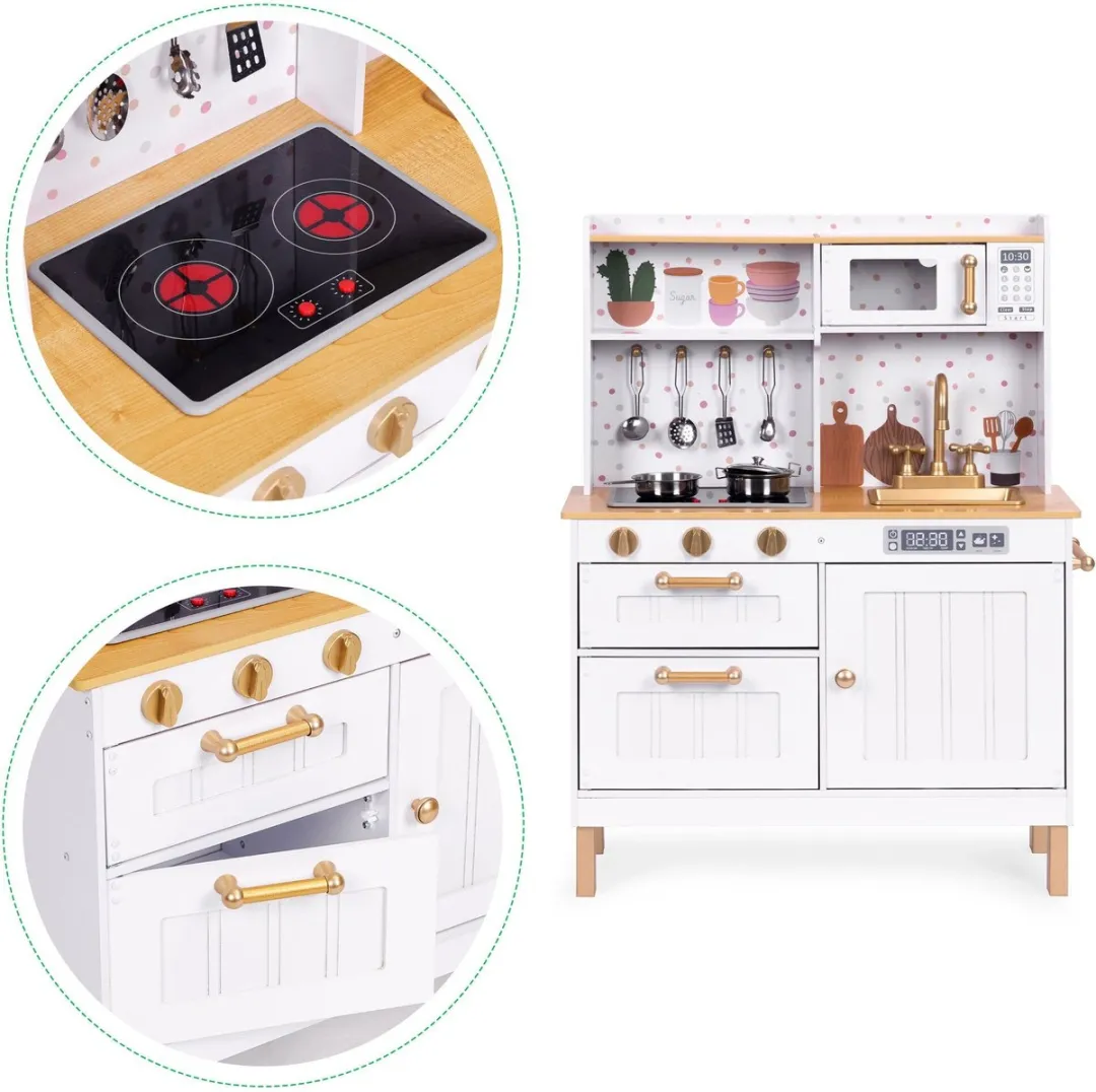 EcoToys Luxe Speelkeuken Compleet - Goud/Wit - afbeelding 2 van 6