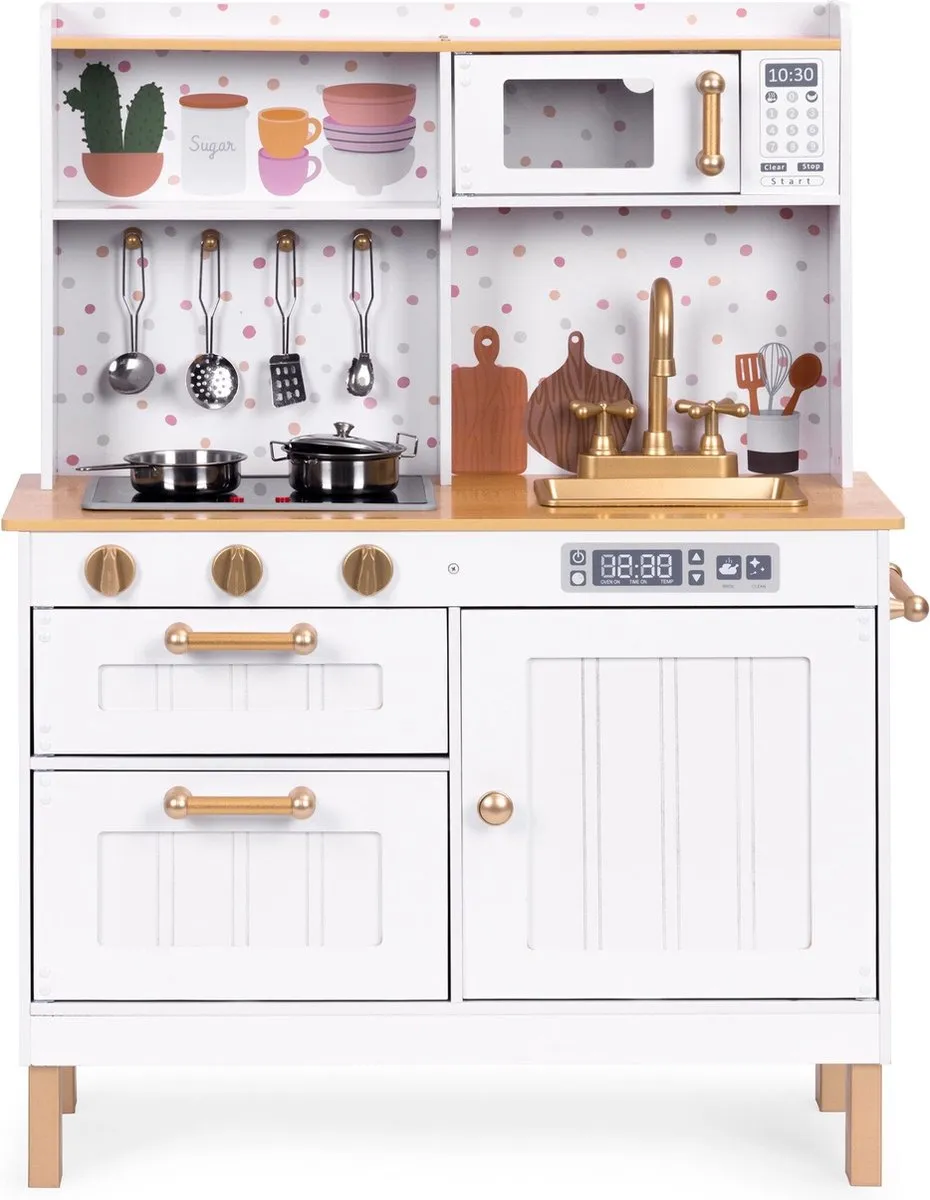 EcoToys Luxe Speelkeuken Compleet - Goud/Wit - afbeelding 6 van 6