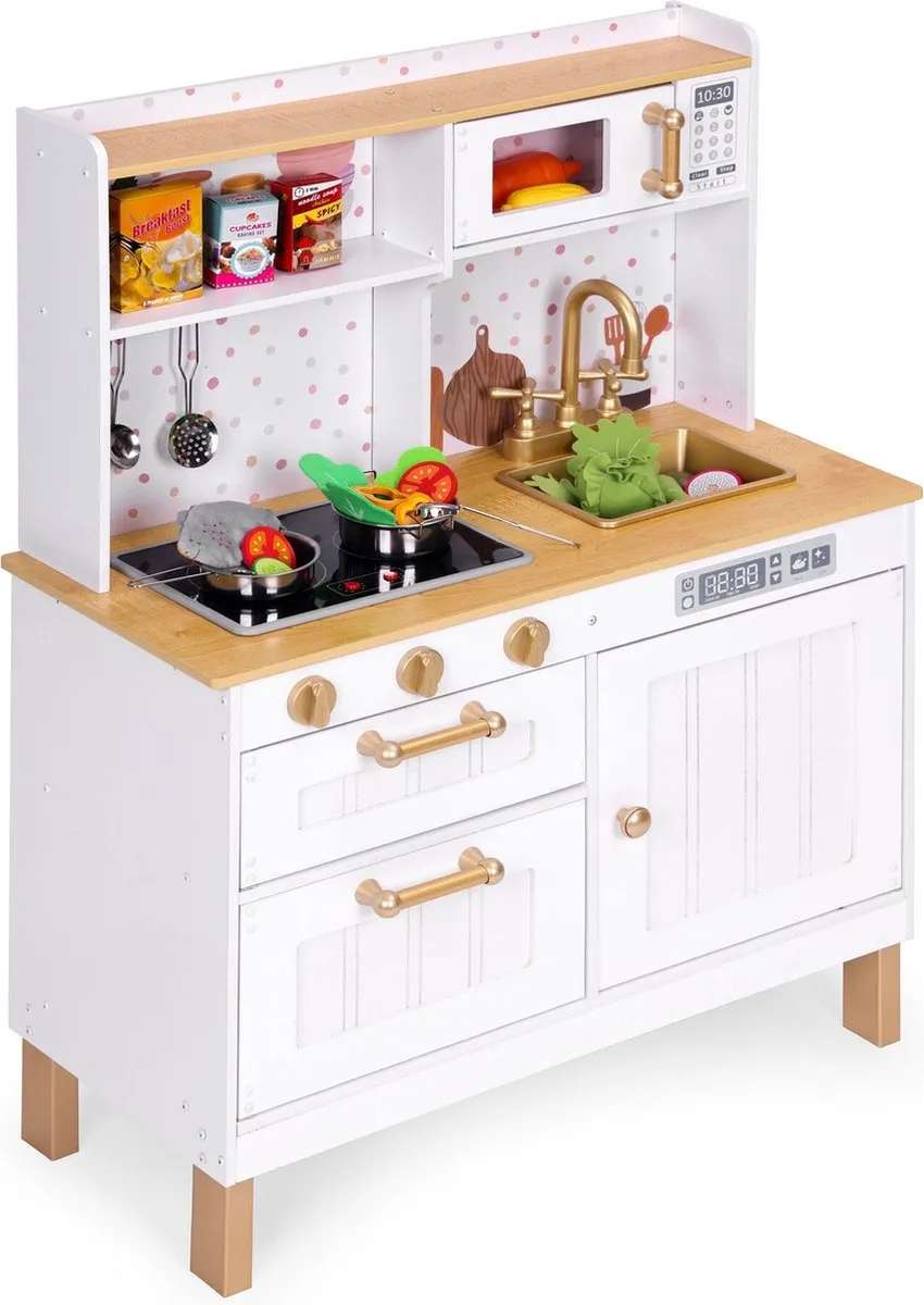 EcoToys Luxe Speelkeuken Compleet - Goud/Wit - afbeelding 4 van 6