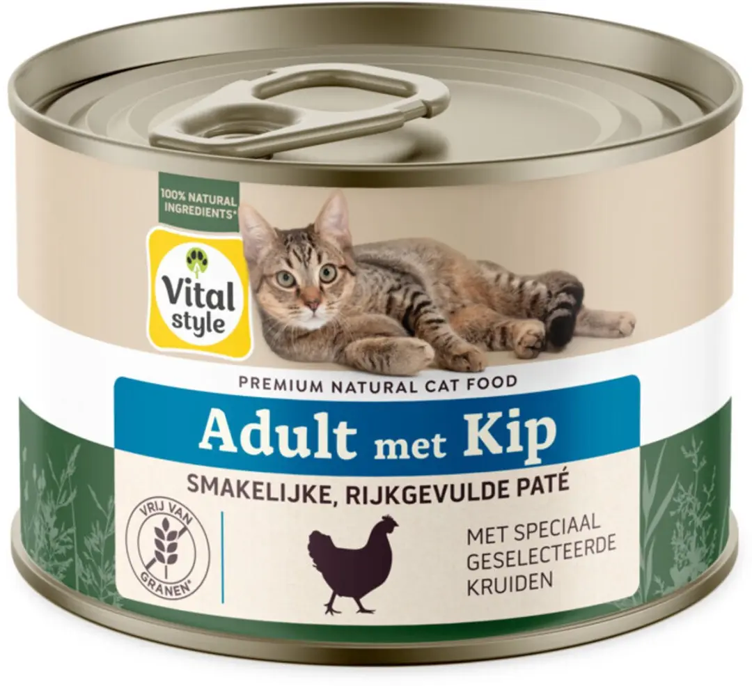 Vitalstyle Kattenvoer Nat Blik Care Kip