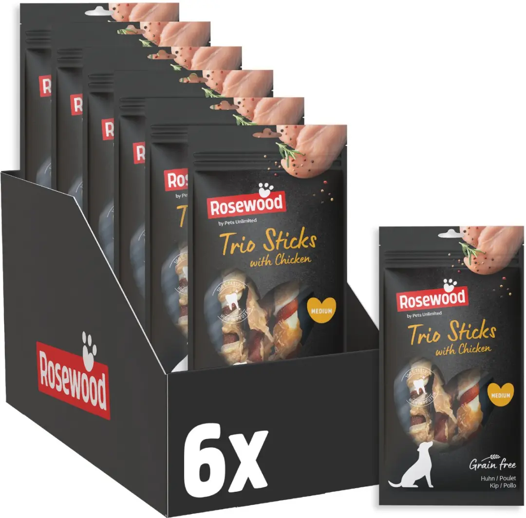 Rosewood Trio Sticks Medium Hondensnack Kip