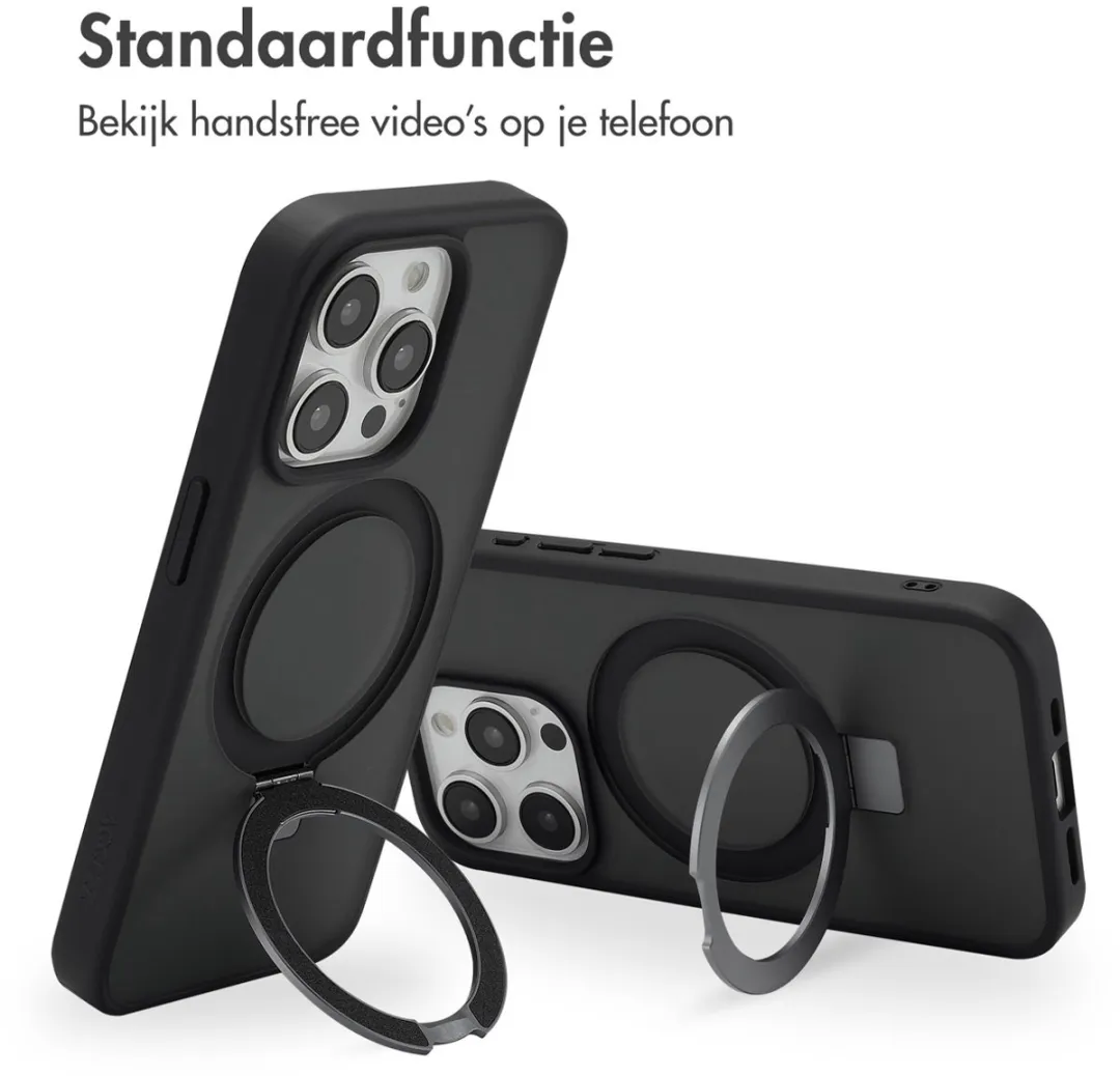 Accezz Hoesje iPhone 15 Pro - MagSafe Ring Stand - Zwart