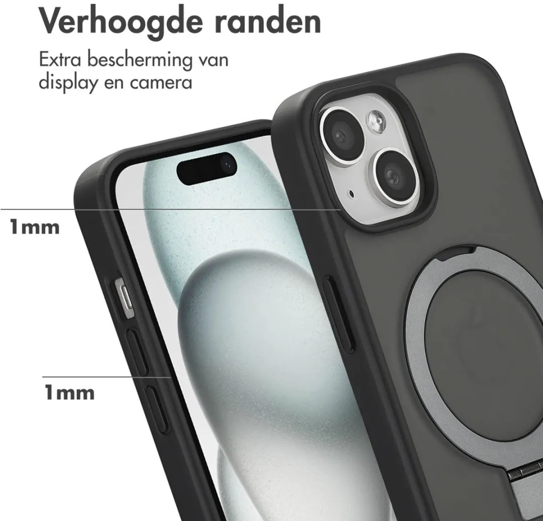 Accezz Hoesje iPhone 15 Pro - MagSafe Ring Stand - Zwart