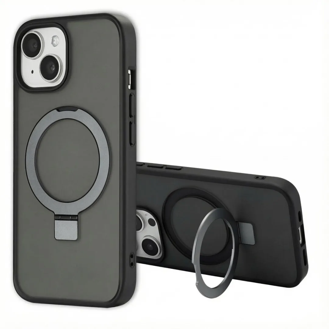 Accezz Hoesje iPhone 15 Pro - MagSafe Ring Stand - Zwart