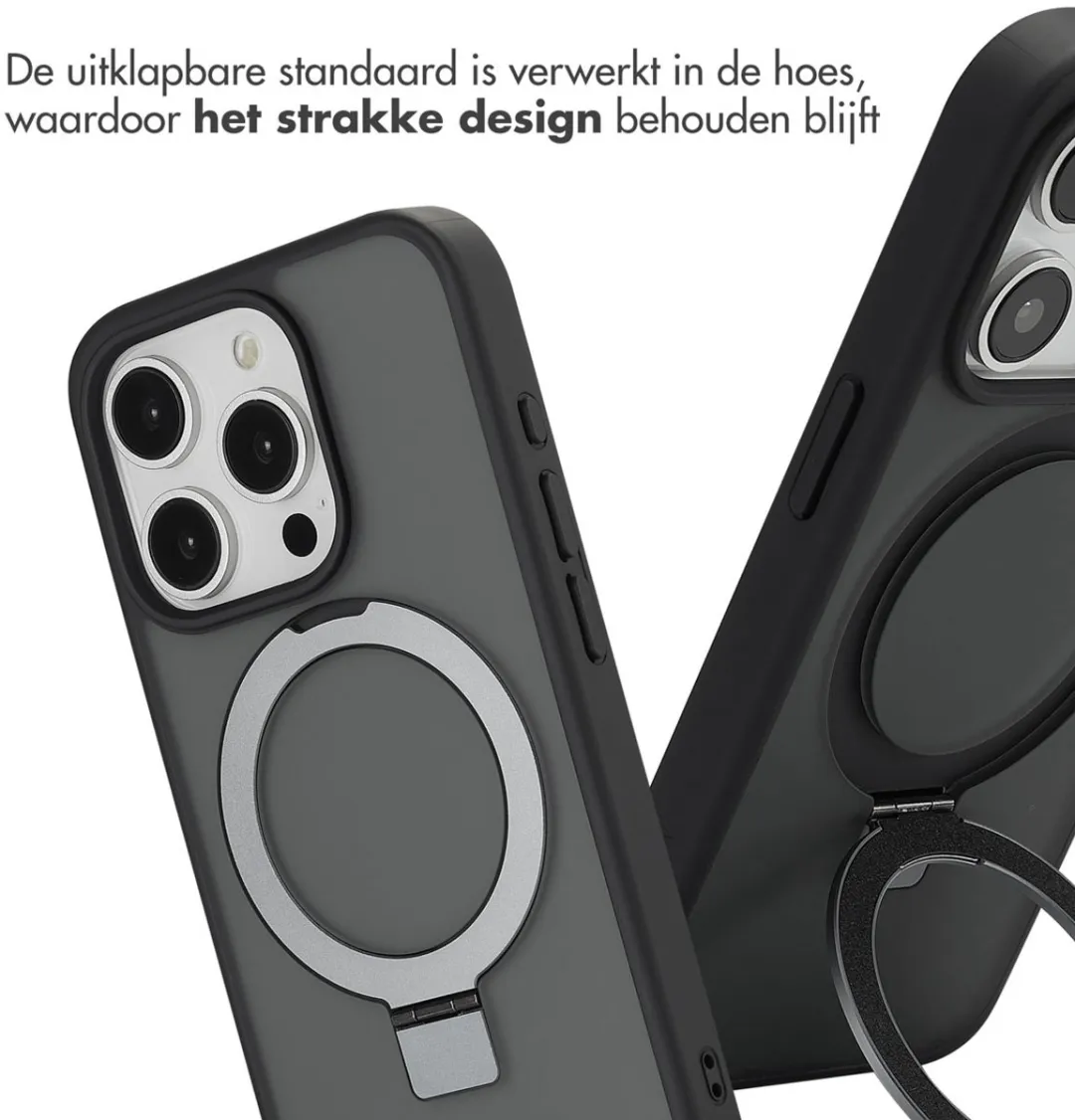 Accezz Hoesje iPhone 15 Pro - MagSafe Ring Stand - Zwart