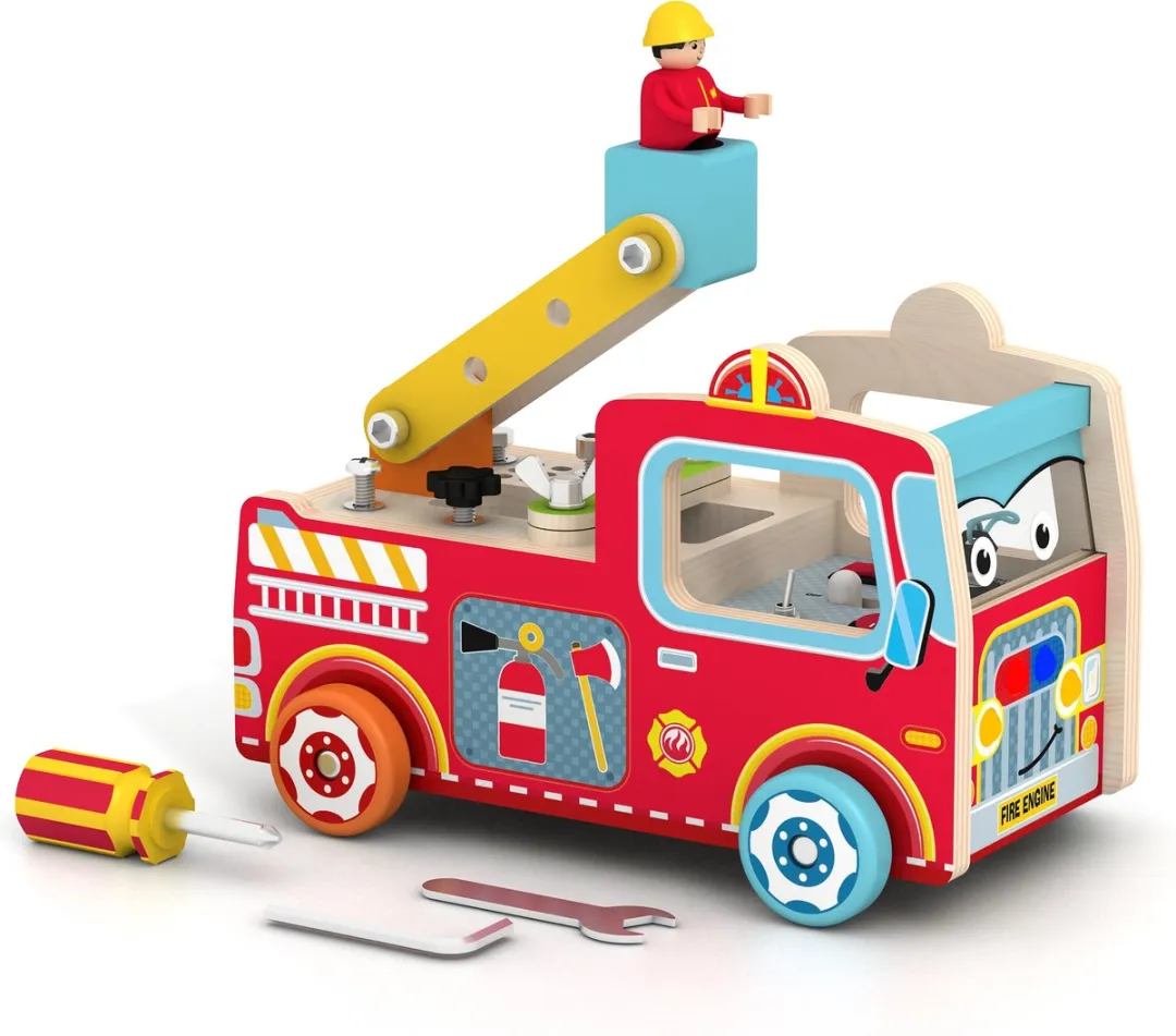 LiasToys Brandweerauto Houten Speelgoed