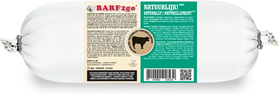 BARFmenu 2Go Natuurlijk! Hondenvoer Nat 900g