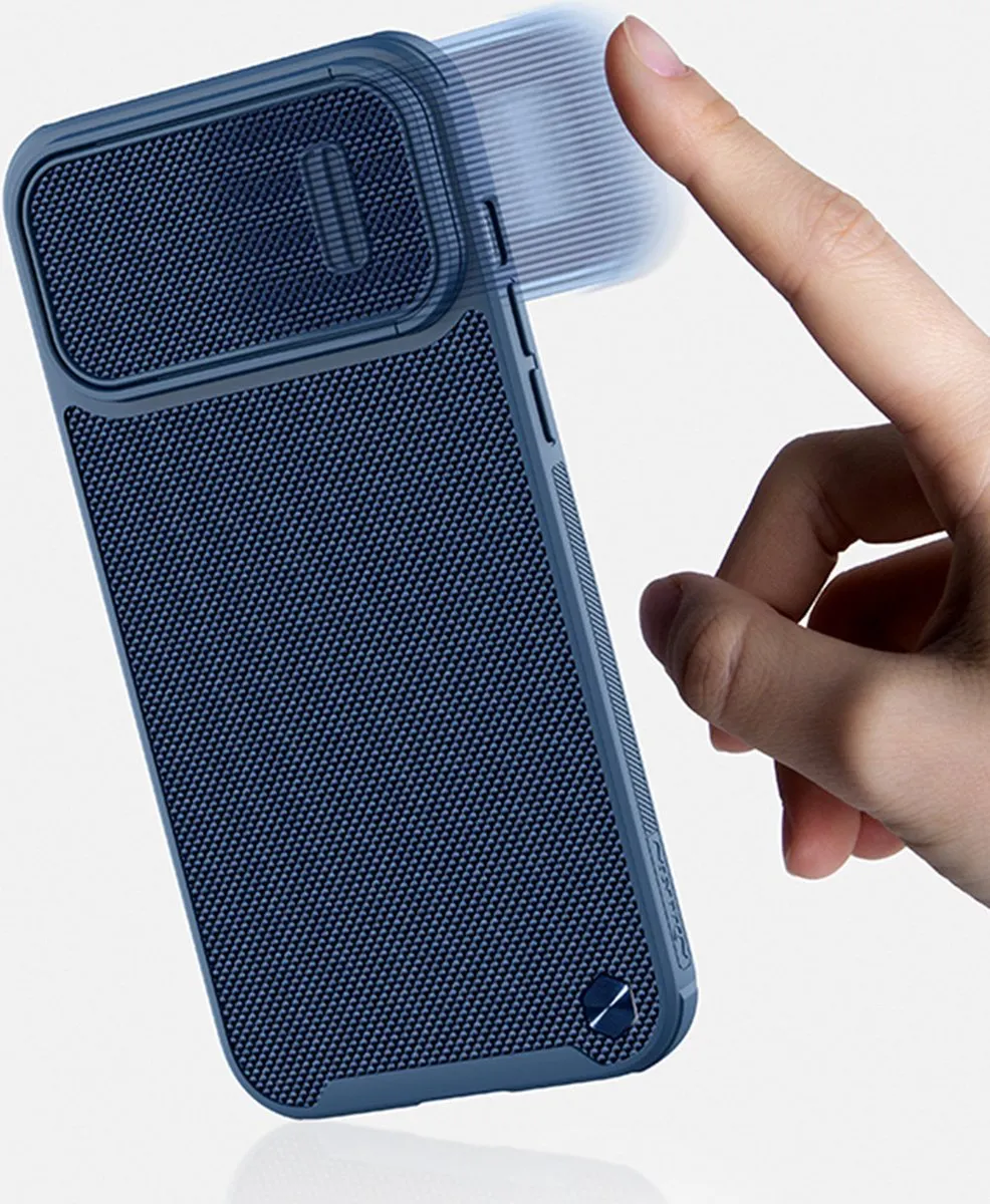 Nillkin Textured S Case iPhone 14 Plus - Blauw - 1 Pasje - afbeelding 4 van 6