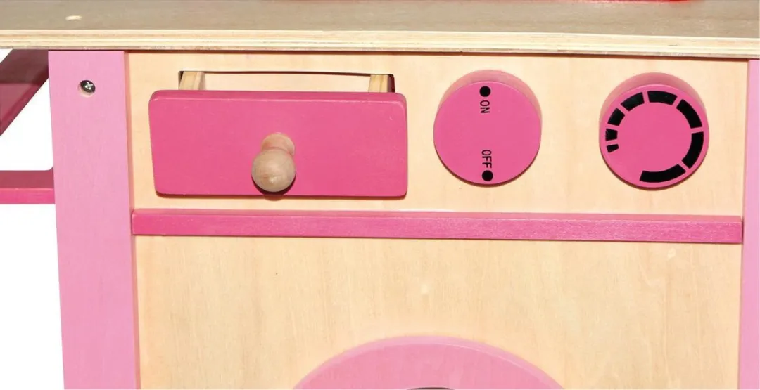 Houten speelkeukentje voor kinderen - Roze - "All in One" - Houten speelgoed vanaf 3 jaar