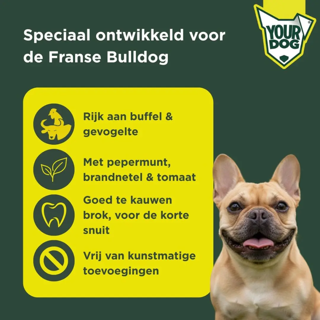 Yourdog Franse Bulldog Senior Hondenbrokken - 12 kg - afbeelding 3 van 4