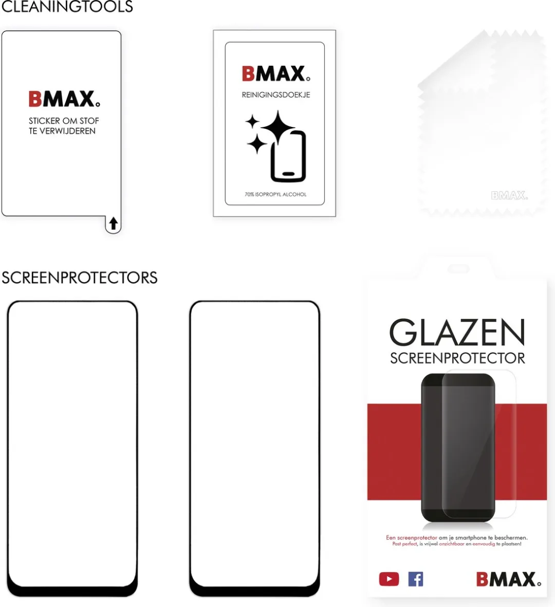 BMAX BM-65184135 Glazen Screenprotector Xiaomi Redmi Note 9 Pro - 2 Stuks