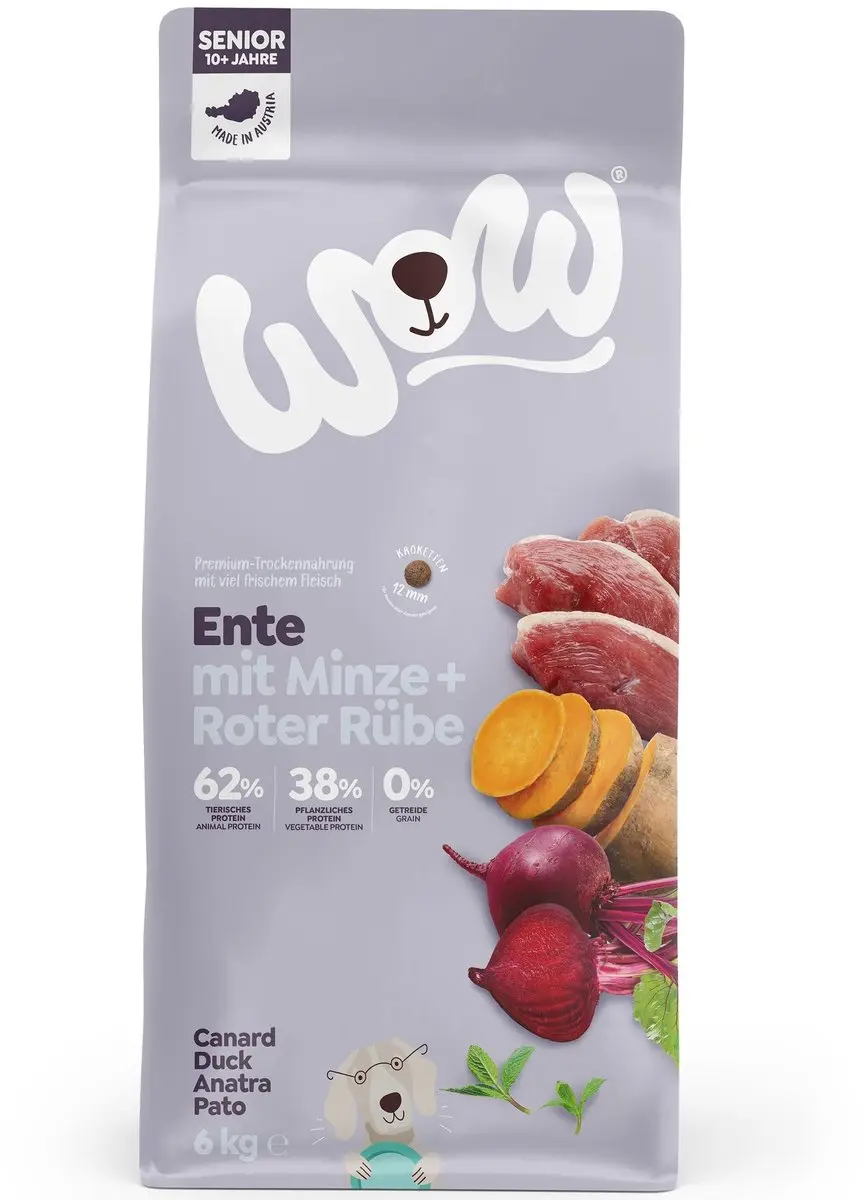 WOW Senior Graanvrij Eend met Munt en Rode Biet 6 kg