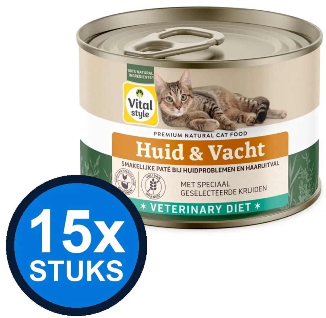 12x VITALstyle kat blik huid&vacht 200gr