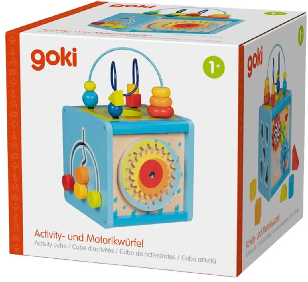 Goki Houten Activiteitenkubus 32,5 cm - Multicolor