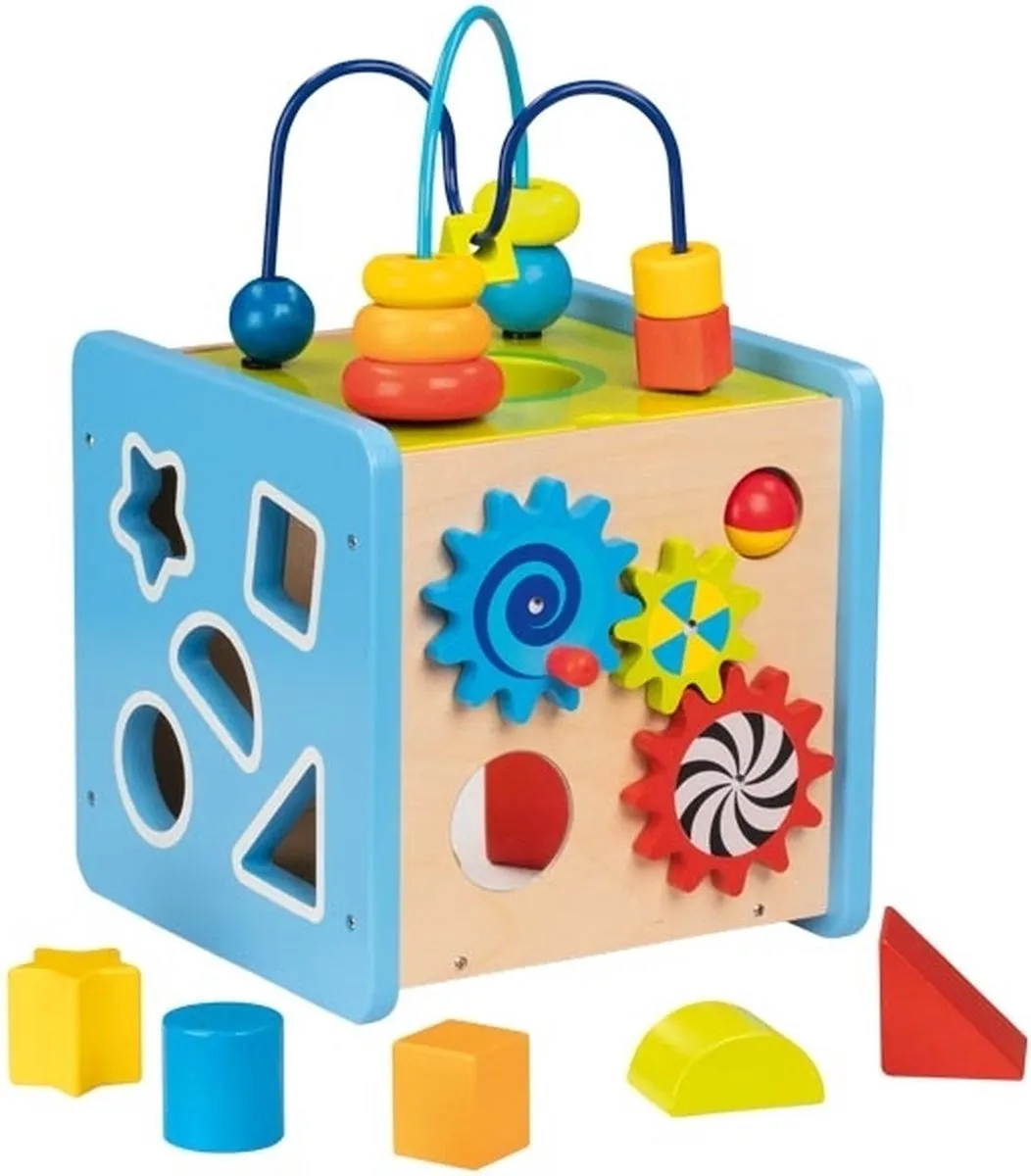 Goki Houten Activiteitenkubus 32,5 cm