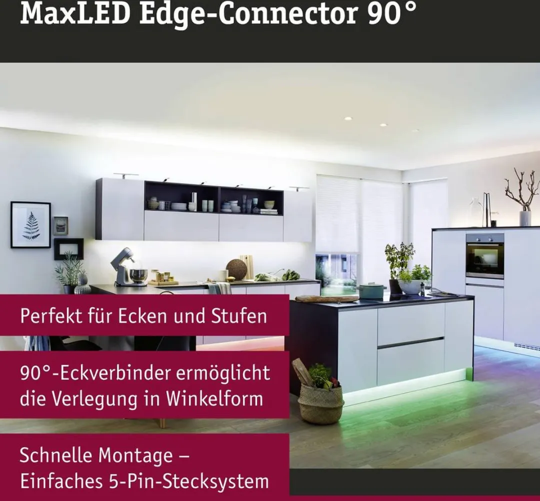 Paulmann MaxLED Edge-connector 90° Wit - 8 Stuks