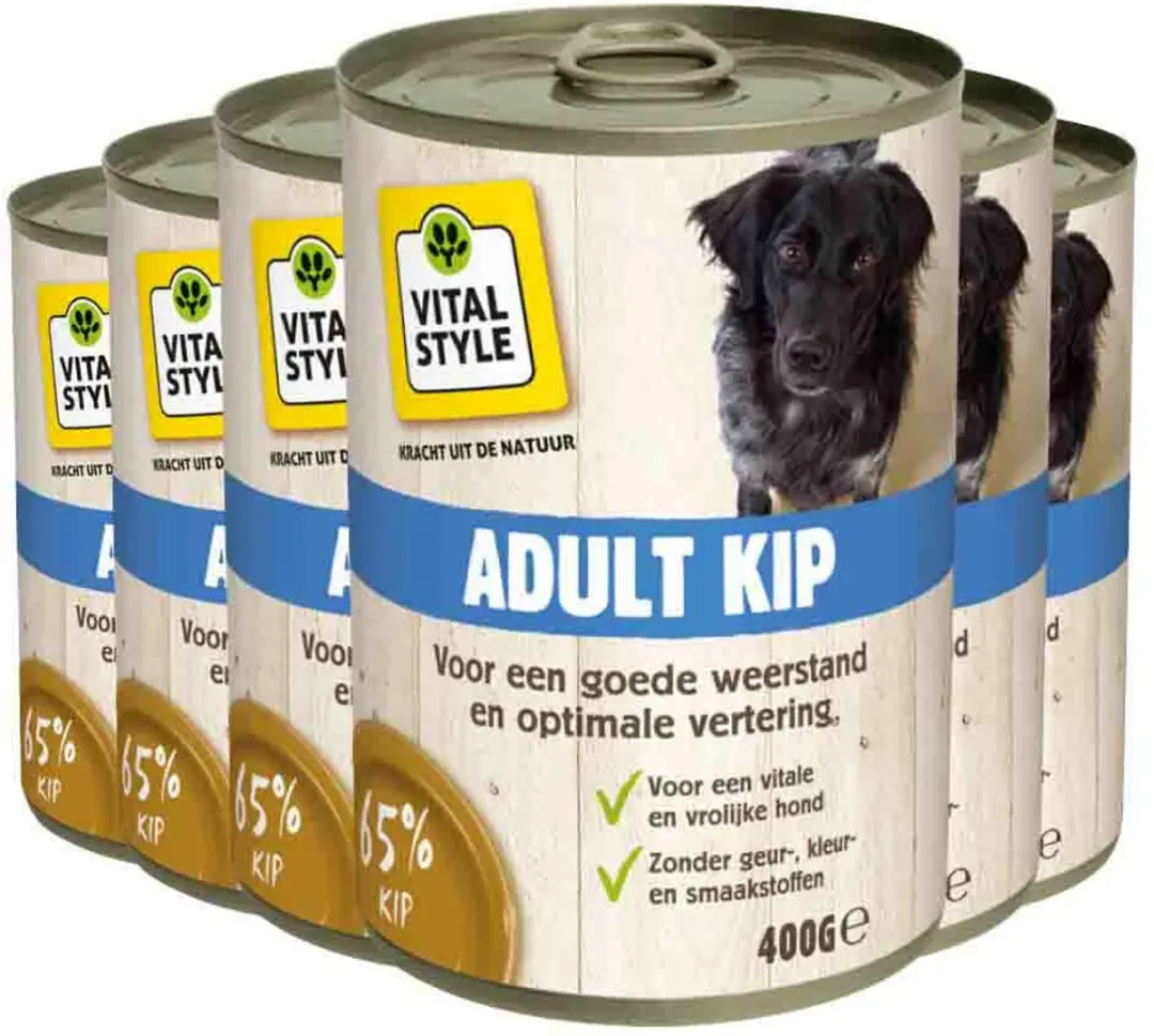 VITALstyle Hondenvoer Nat Kip 400g - 6x - afbeelding 4 van 6