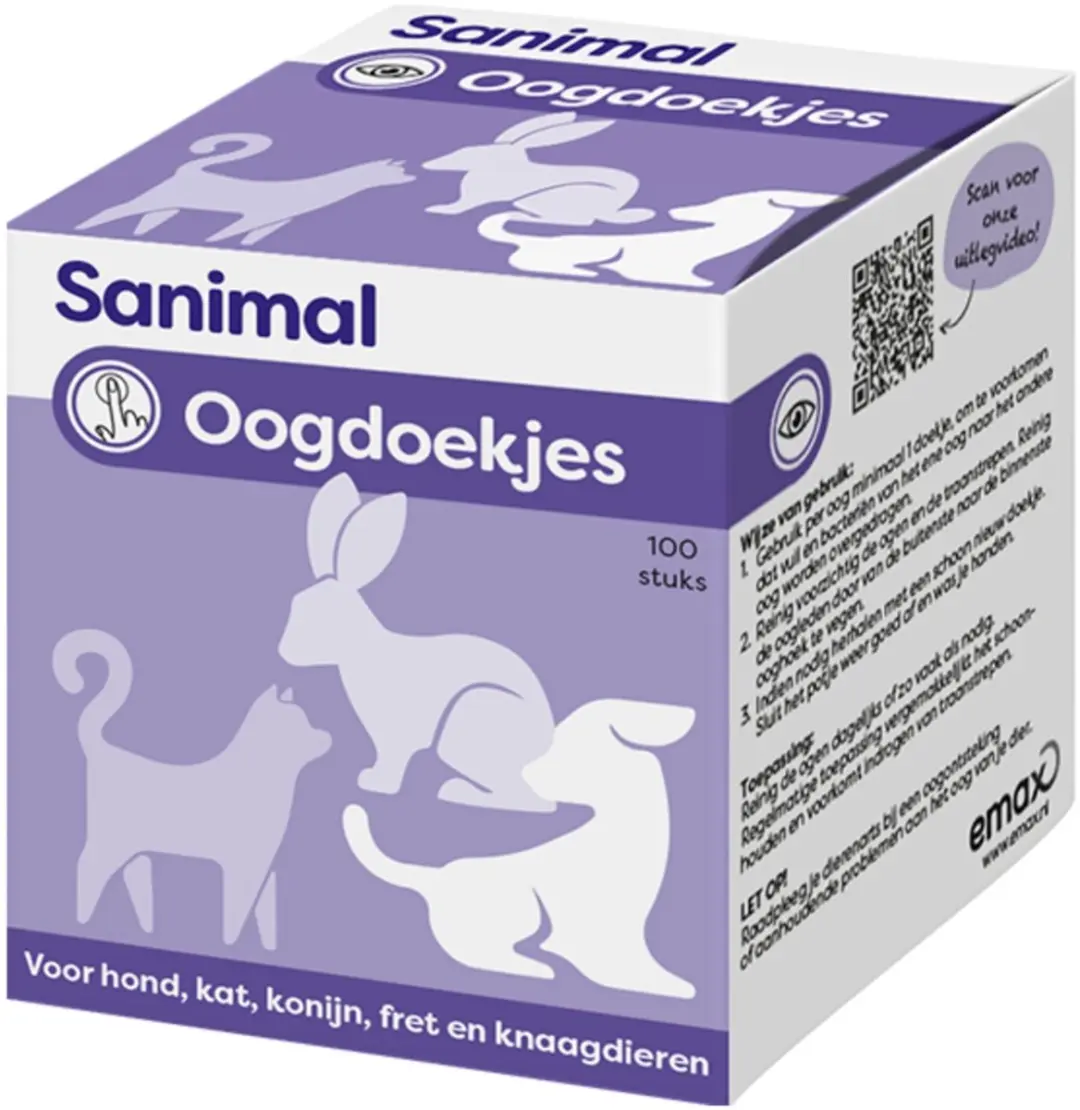 Sanimal Oogdoekjes voor honden - 100 stuks - afbeelding 3 van 6